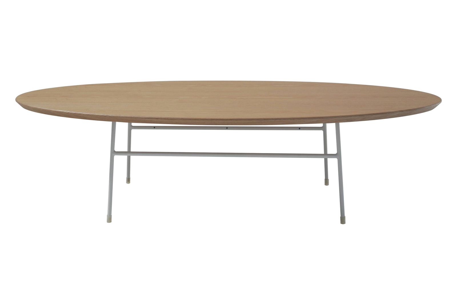 LeisureMod - Rossmore Oval Coffee Table Black Powder Coated Steel Frame