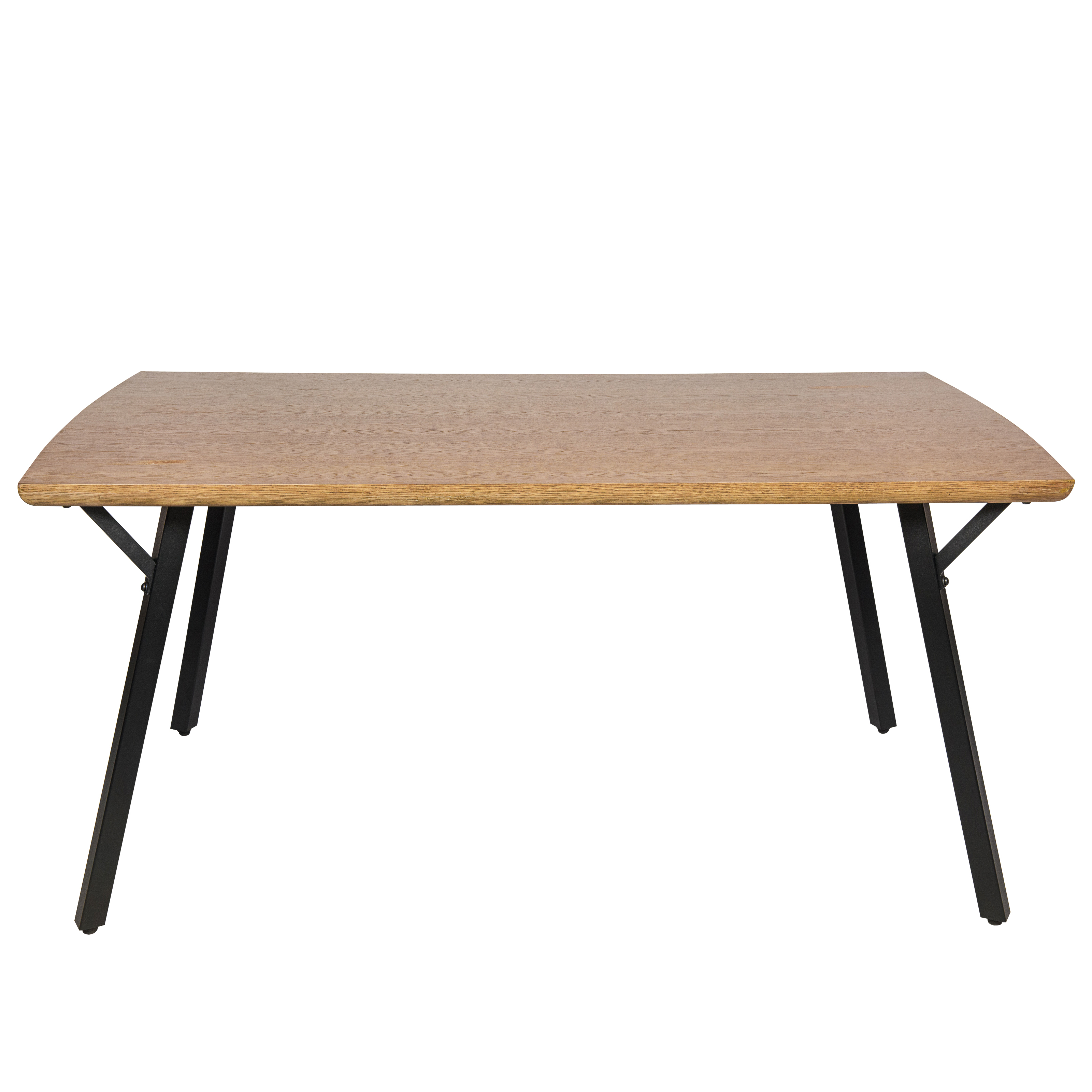 LeisureMod - Ravenna Modern 63" Rectangular Wood Dining Table with Metal Y-Shaped Joint Legs in White Oak