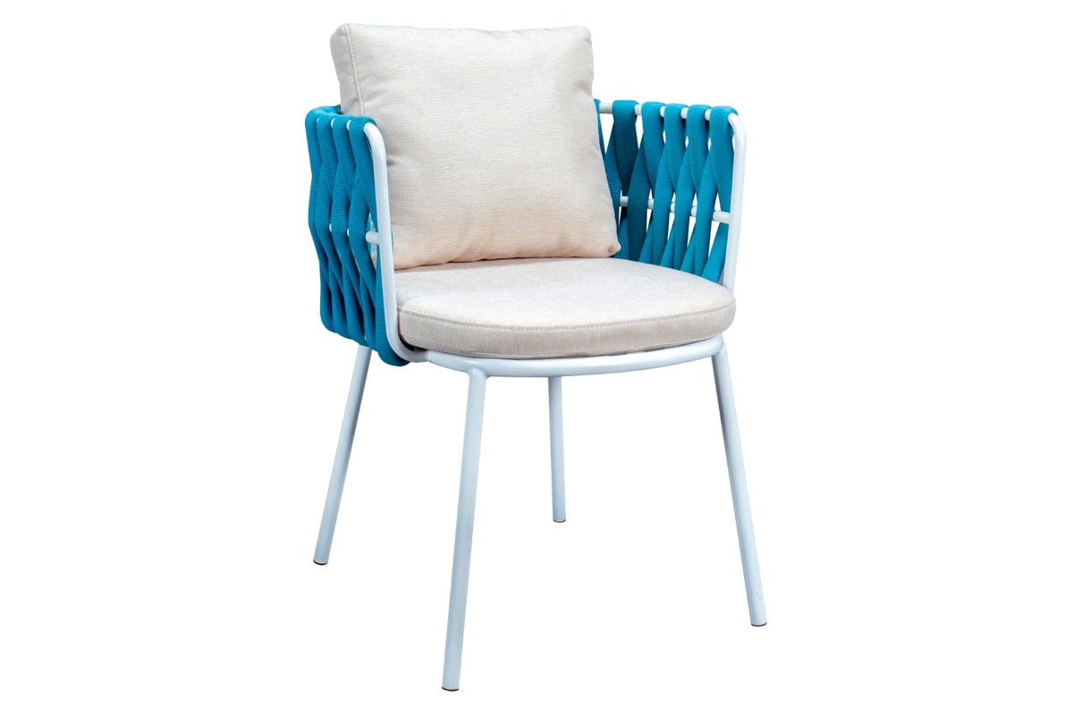 LeisureMod - Spencer Modern Rope Outdoor Patio Dining Chair With Cushions