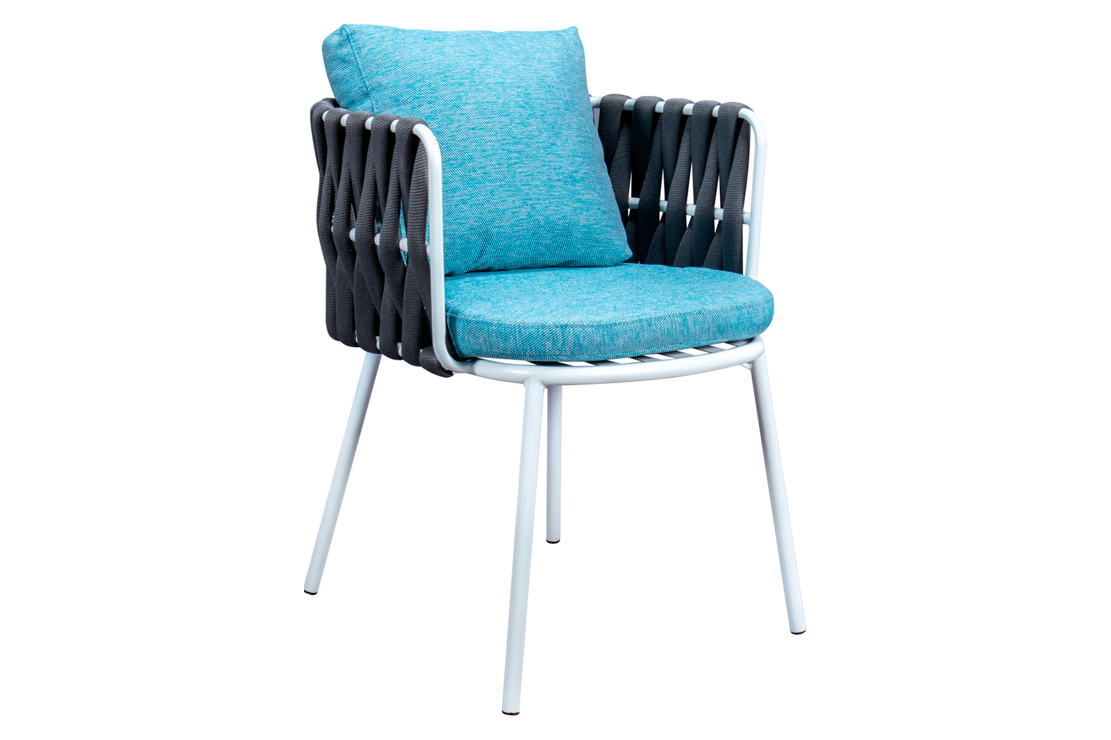 LeisureMod - Spencer Modern Rope Outdoor Patio Dining Chair With Cushions