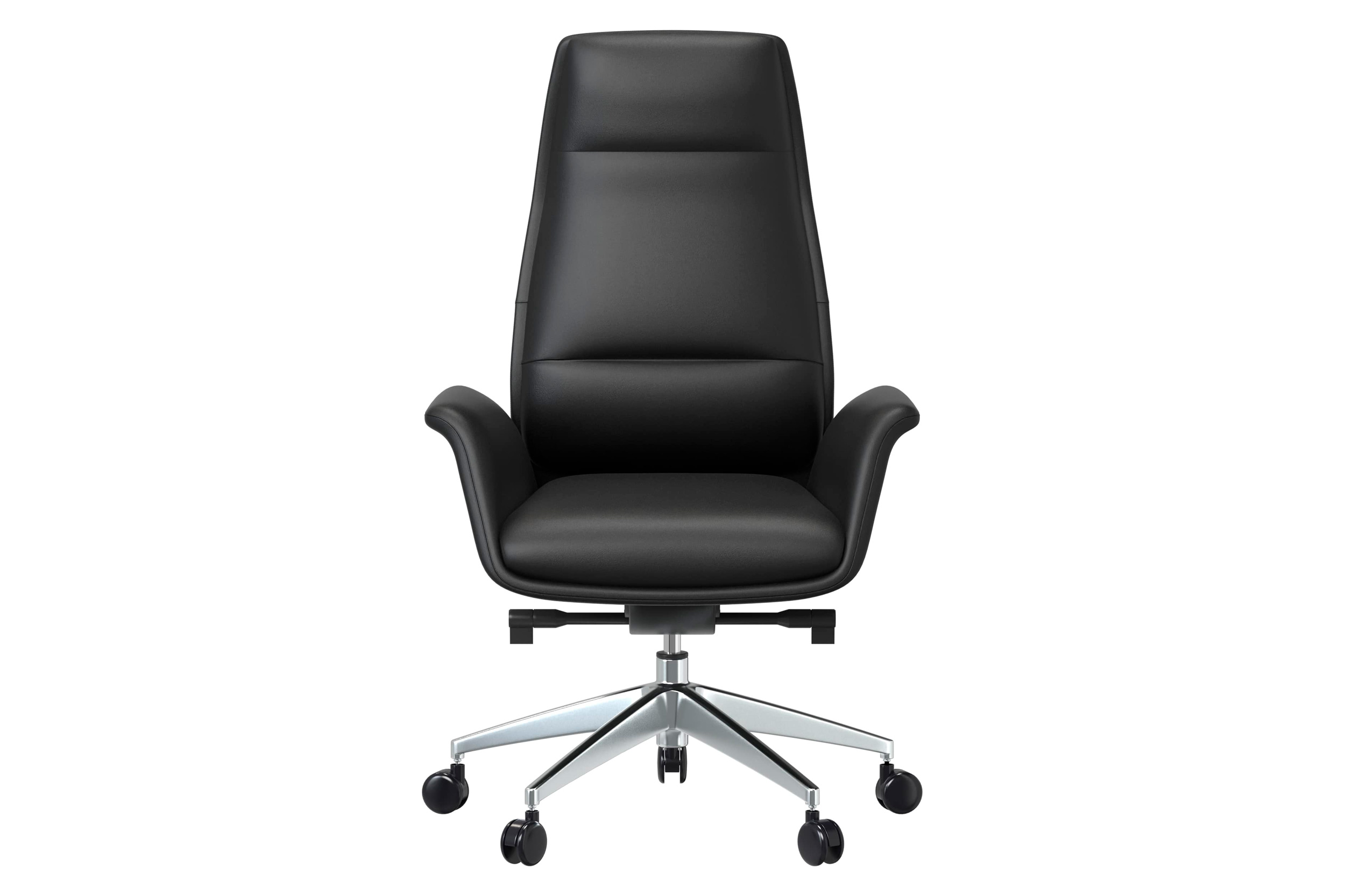 LeisureMod Summit Mid-Century Modern High-Back Conference Office Chair with Aluminum Frame - Black