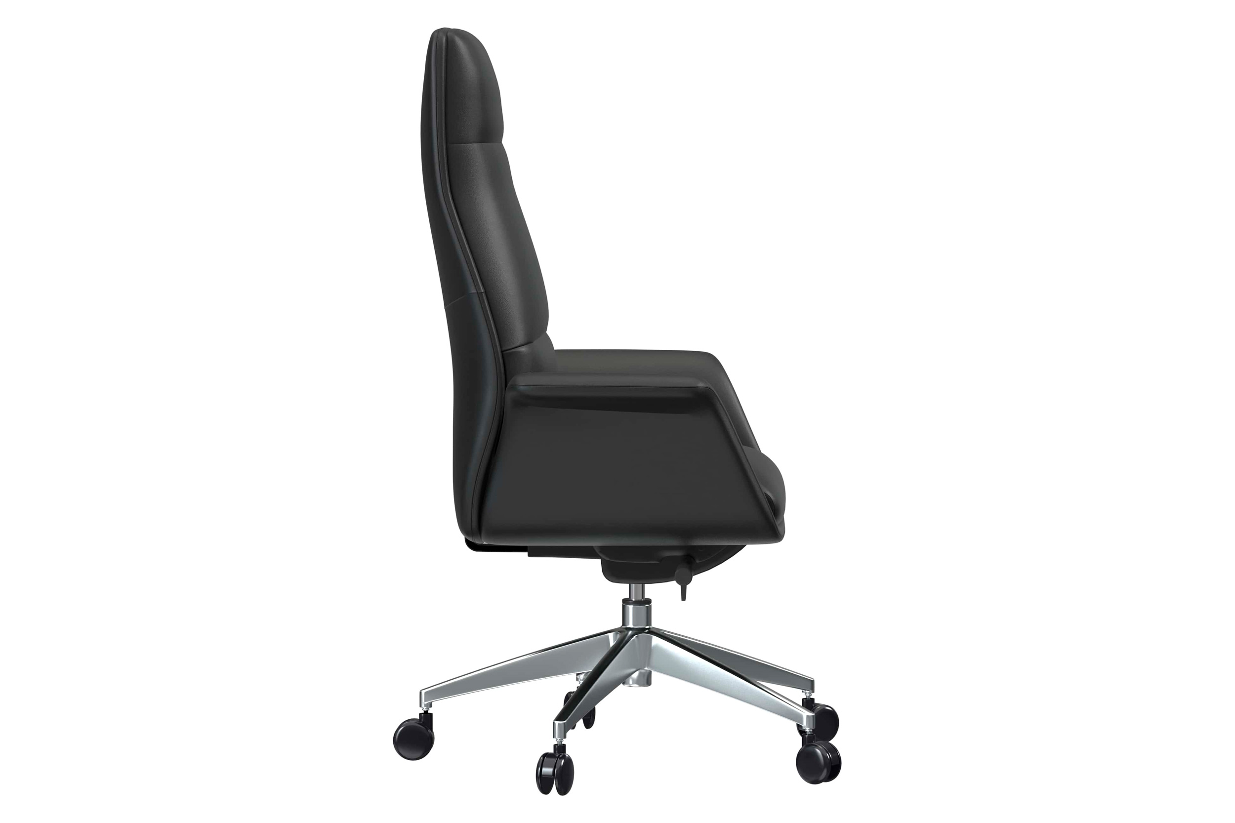 LeisureMod Summit Mid-Century Modern High-Back Conference Office Chair with Aluminum Frame - Black