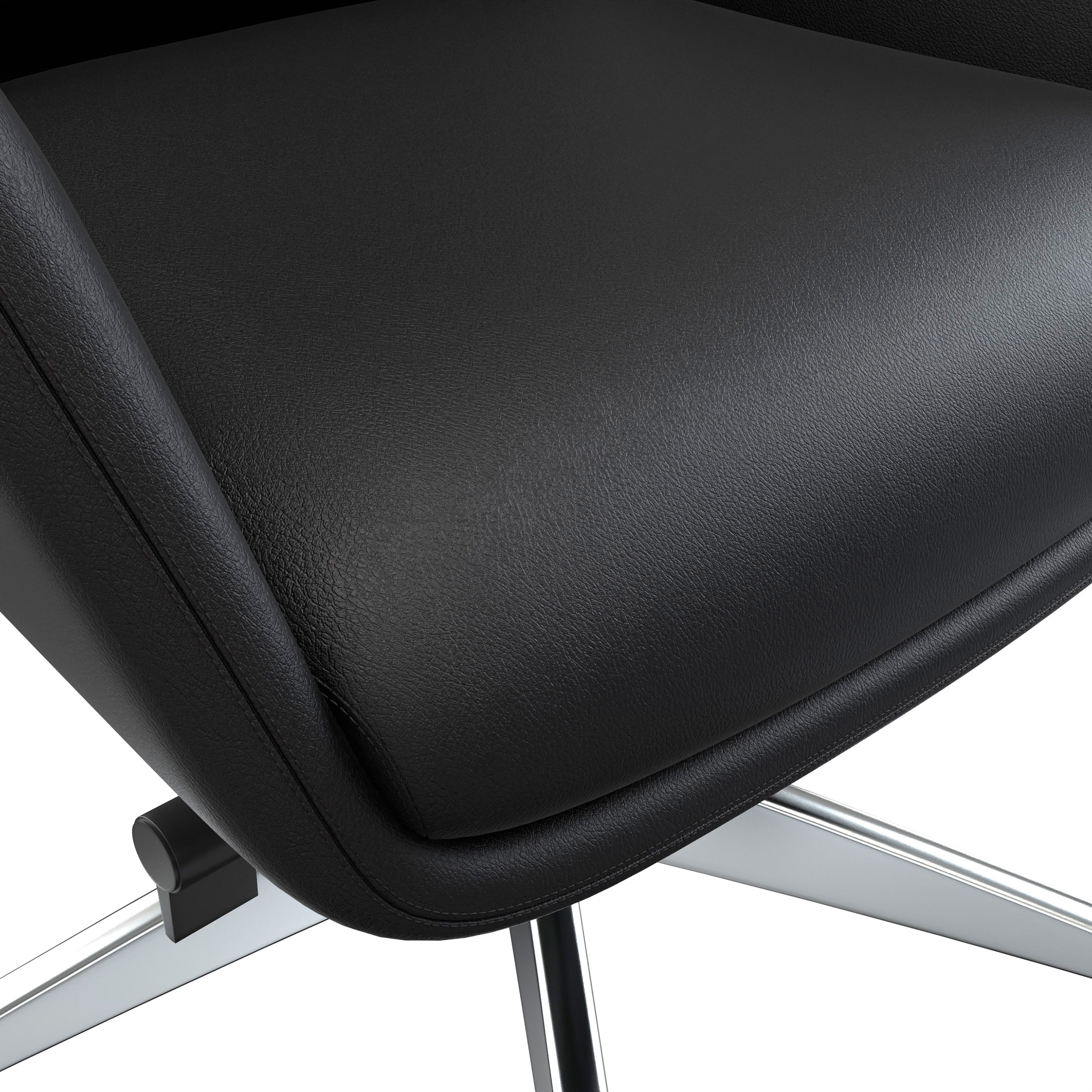 LeisureMod Summit Mid-Century Modern High-Back Conference Office Chair with Aluminum Frame - Black