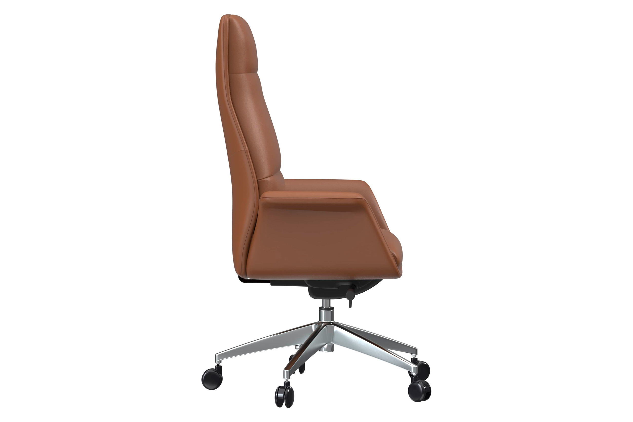 LeisureMod Summit Mid-Century Modern High-Back Conference Office Chair with Aluminum Frame - Dark Brown