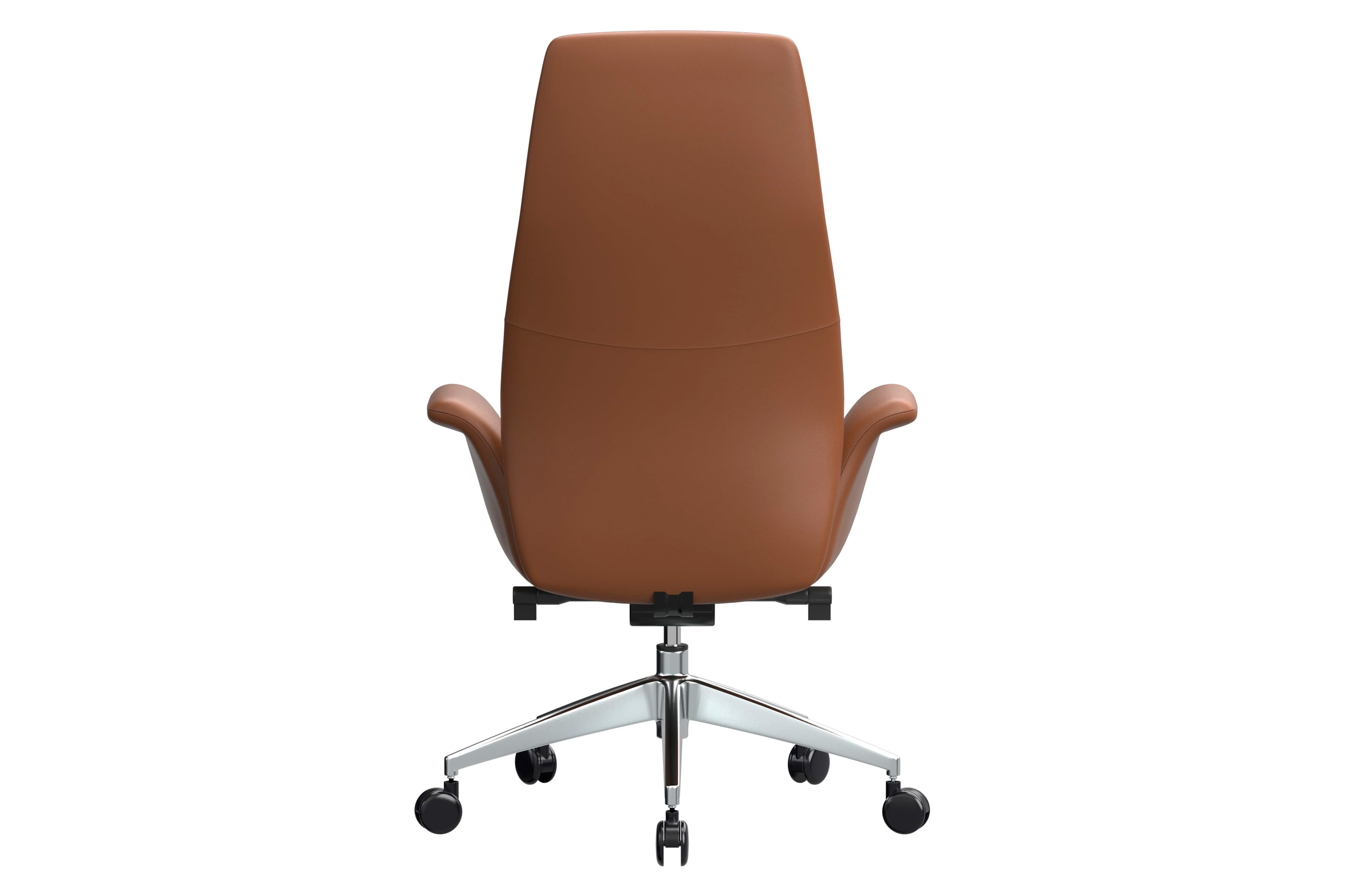LeisureMod Summit Mid-Century Modern High-Back Conference Office Chair with Aluminum Frame - Dark Brown
