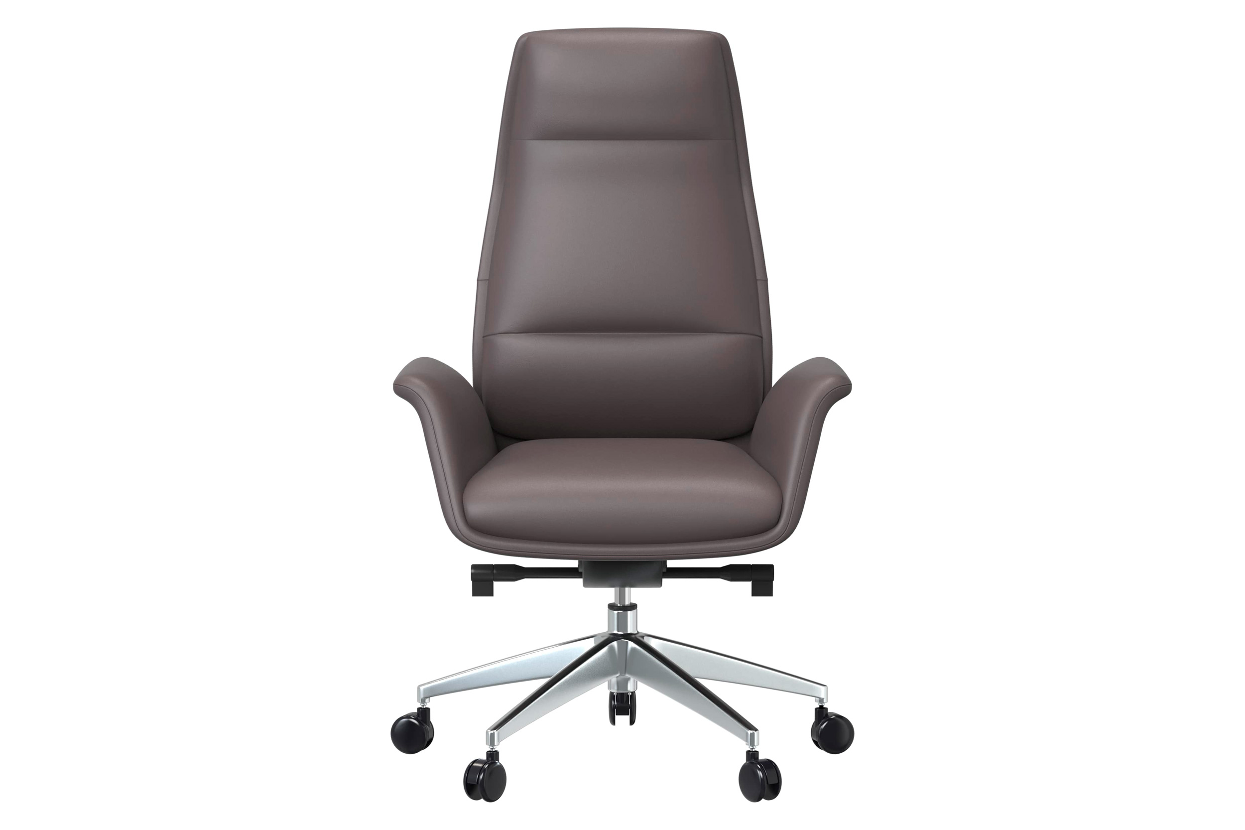 LeisureMod Summit Mid-Century Modern High-Back Conference Office Chair with Aluminum Frame - Gray