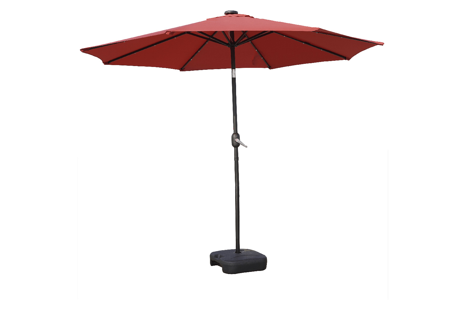 LeisureMod - Sierra 9" Outdoor Patio Tilt Market Umbrella with Solar Led Lights