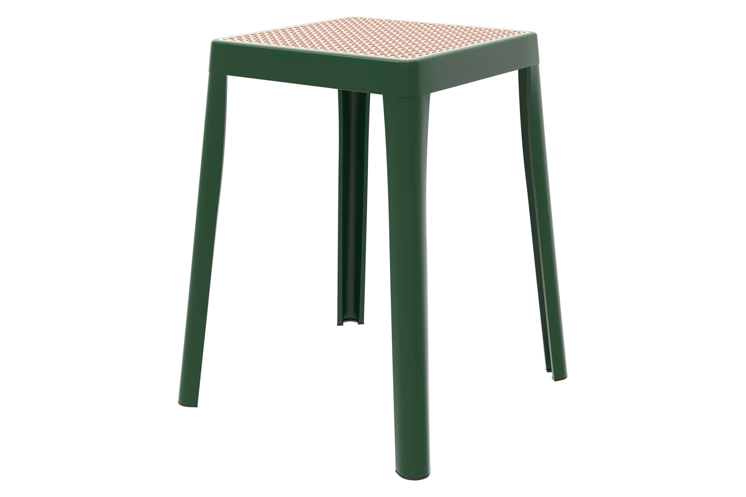 LeisureMod - Tresse Mid-Century Modern Stackable Square Plastic Dining Stool with Wicker Top