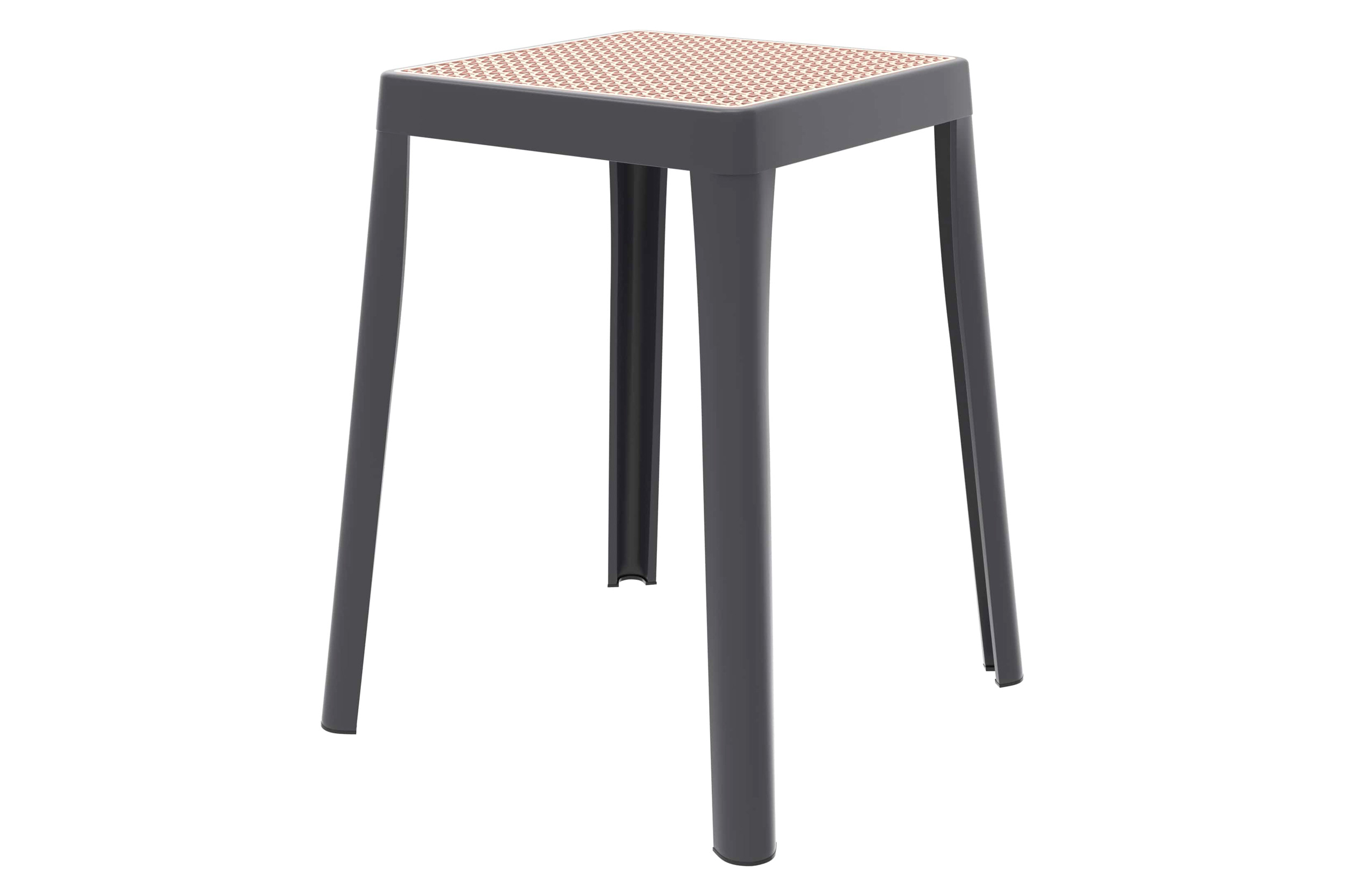 LeisureMod - Tresse Mid-Century Modern Stackable Square Plastic Dining Stool with Wicker Top