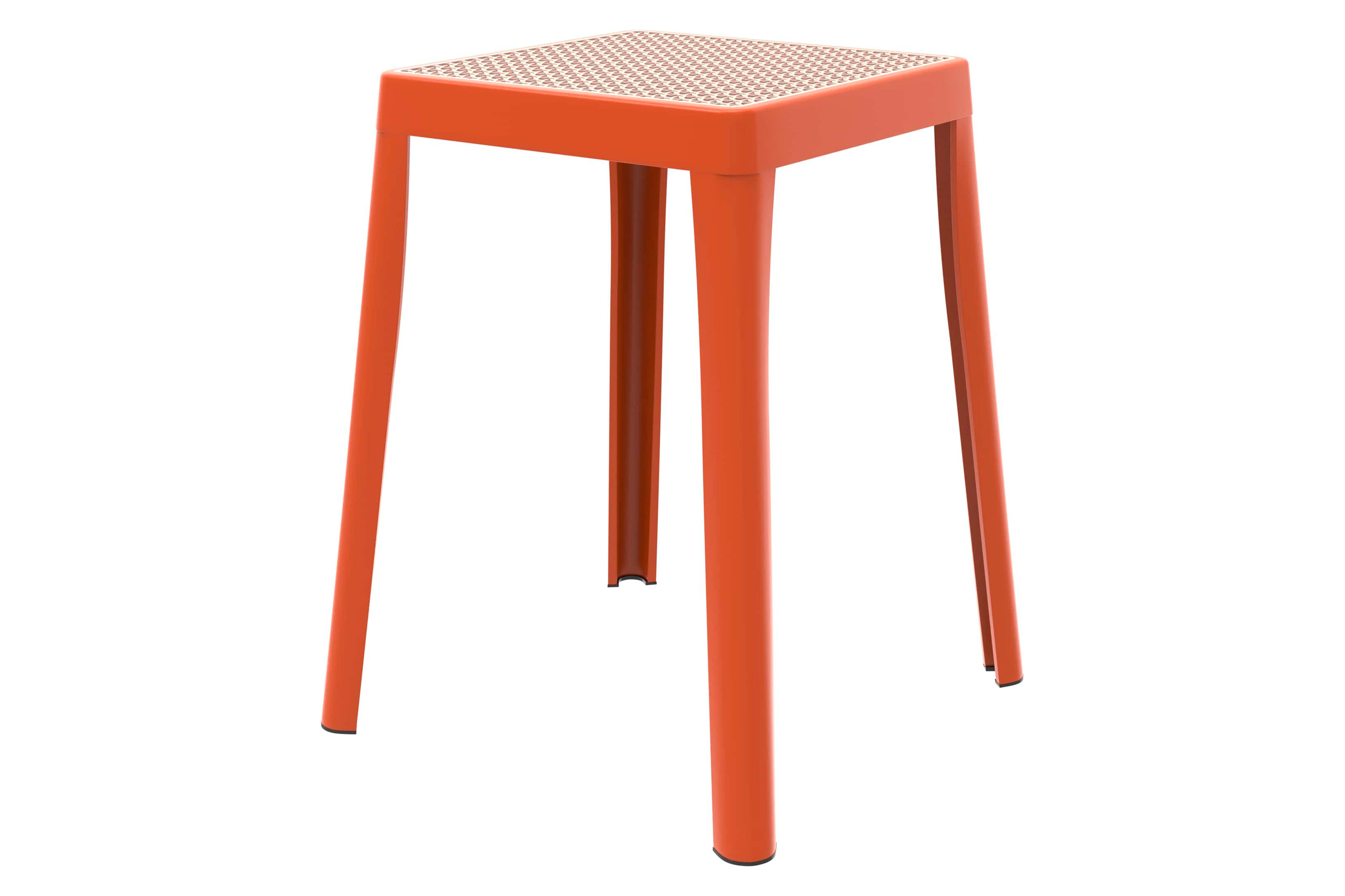 LeisureMod - Tresse Mid-Century Modern Stackable Square Plastic Dining Stool with Wicker Top