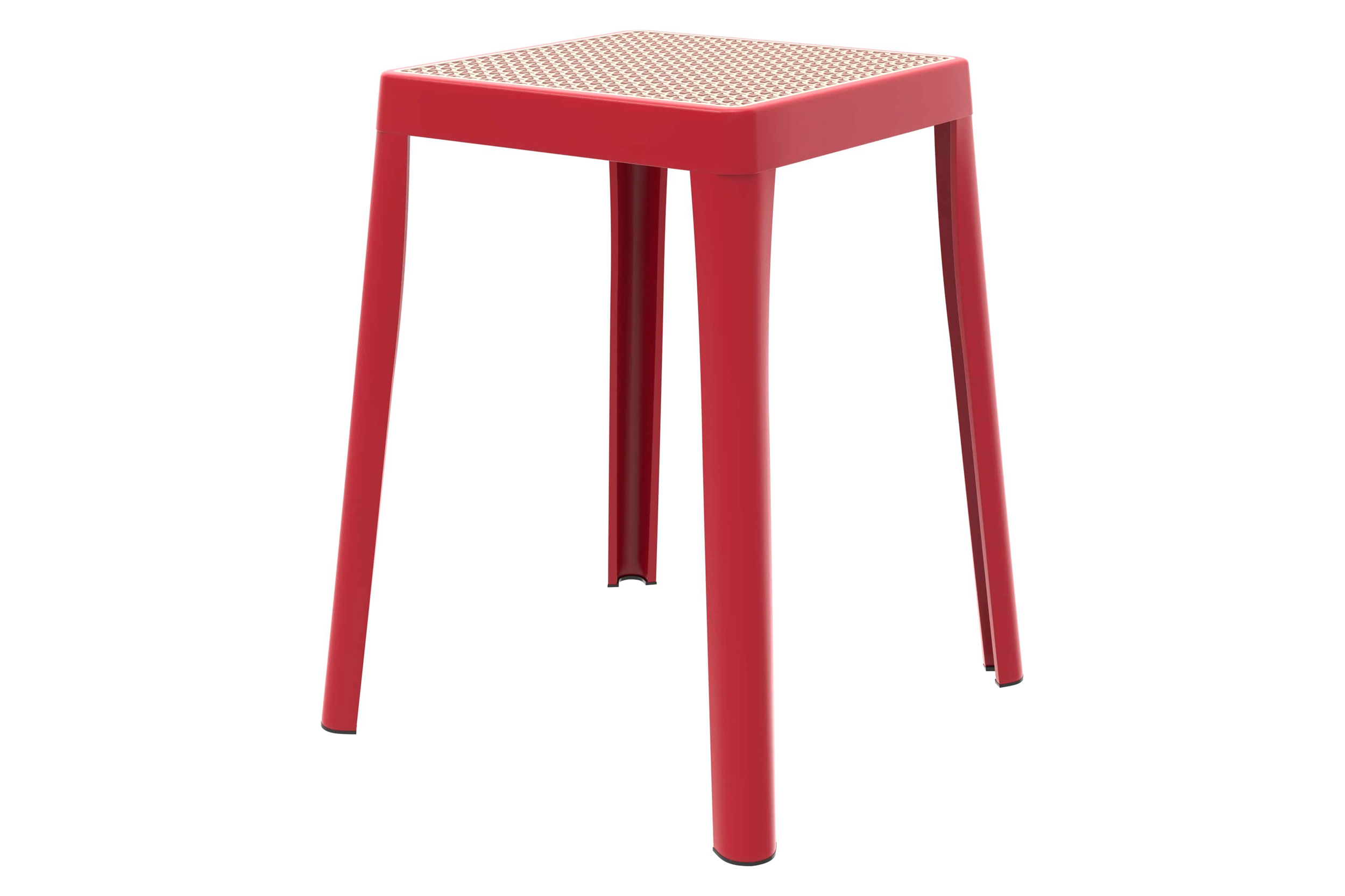 LeisureMod - Tresse Mid-Century Modern Stackable Square Plastic Dining Stool with Wicker Top