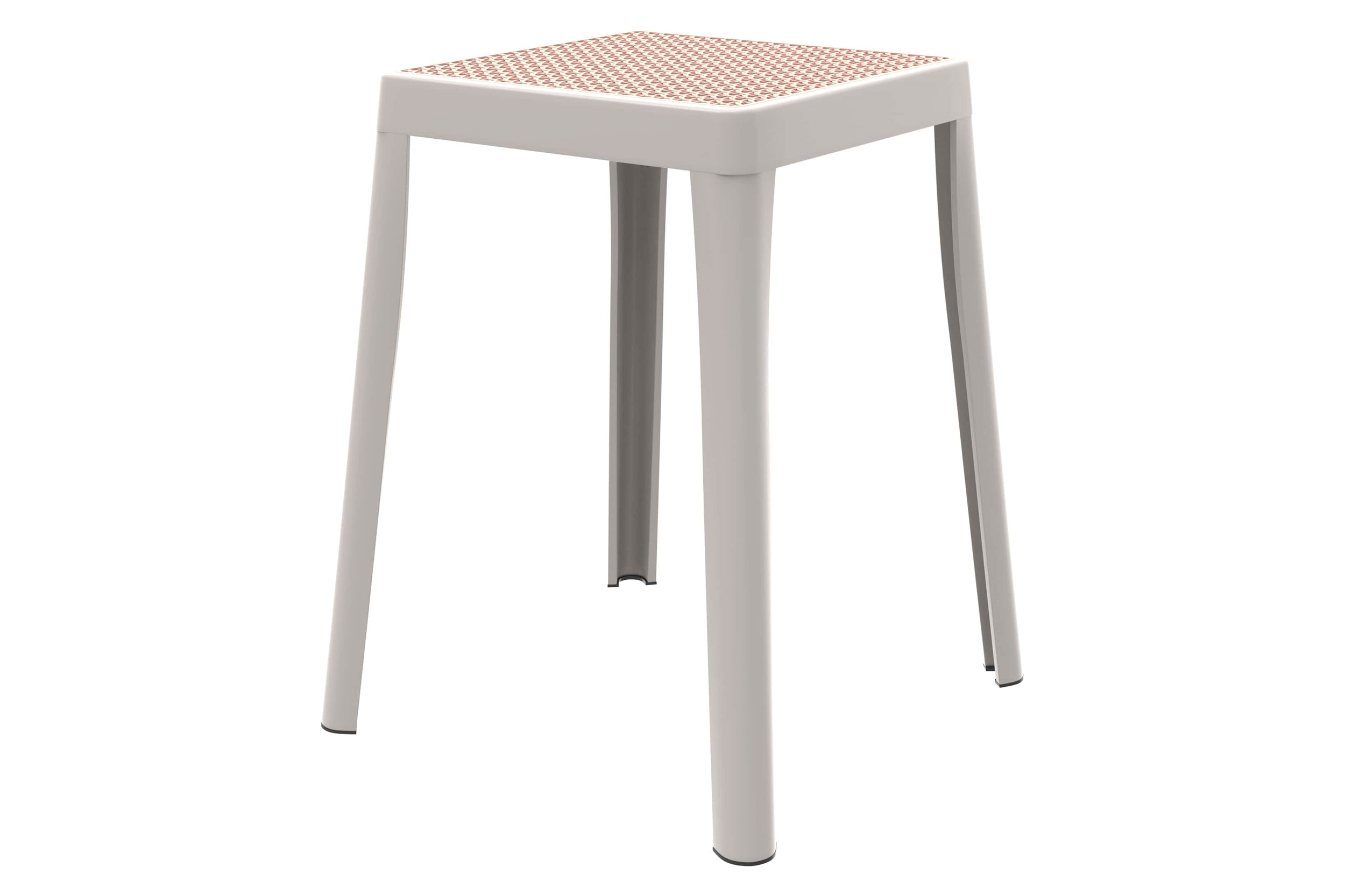 LeisureMod - Tresse Mid-Century Modern Stackable Square Plastic Dining Stool with Wicker Top