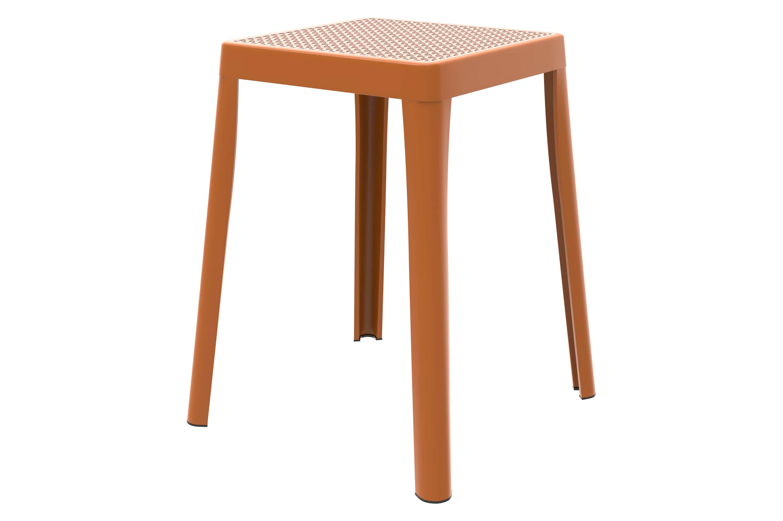 LeisureMod - Tresse Mid-Century Modern Stackable Square Plastic Dining Stool with Wicker Top