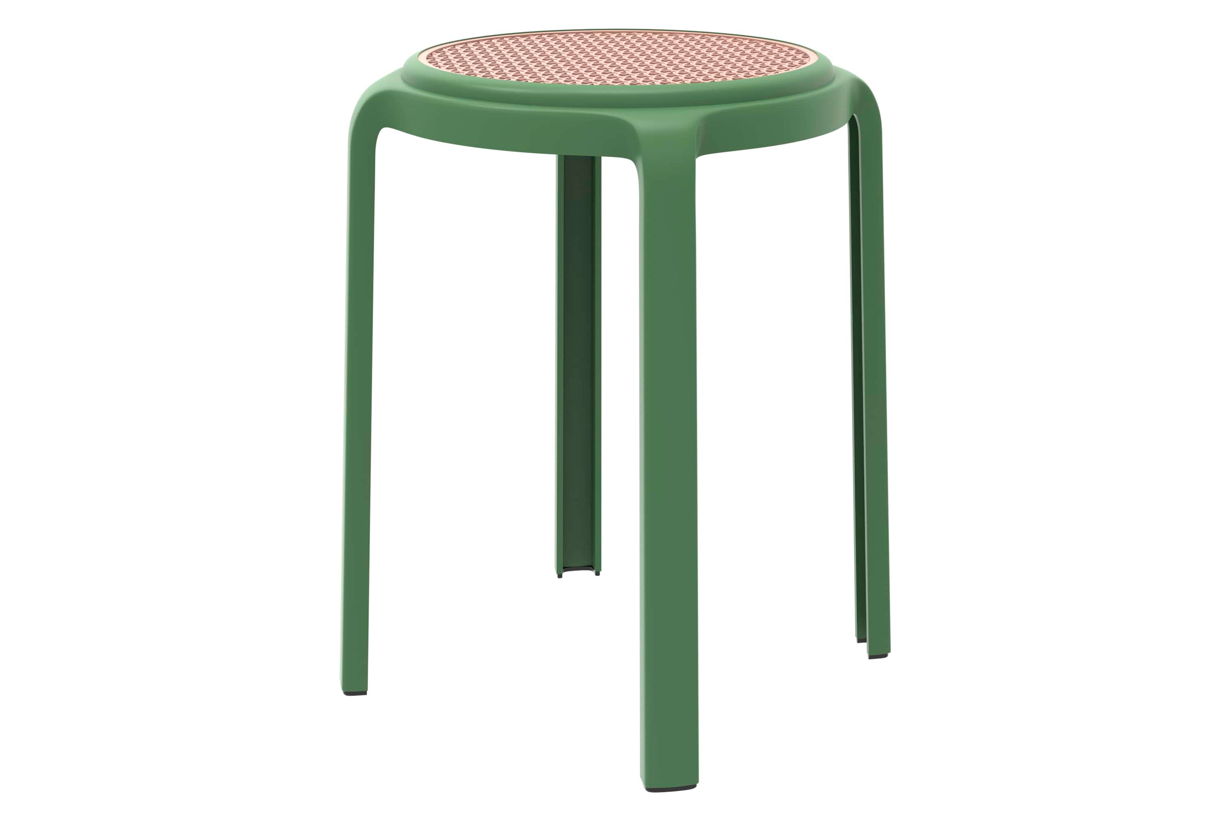 LeisureMod - Tresse Mid-Century Modern Stackable Round Plastic Dining Stool