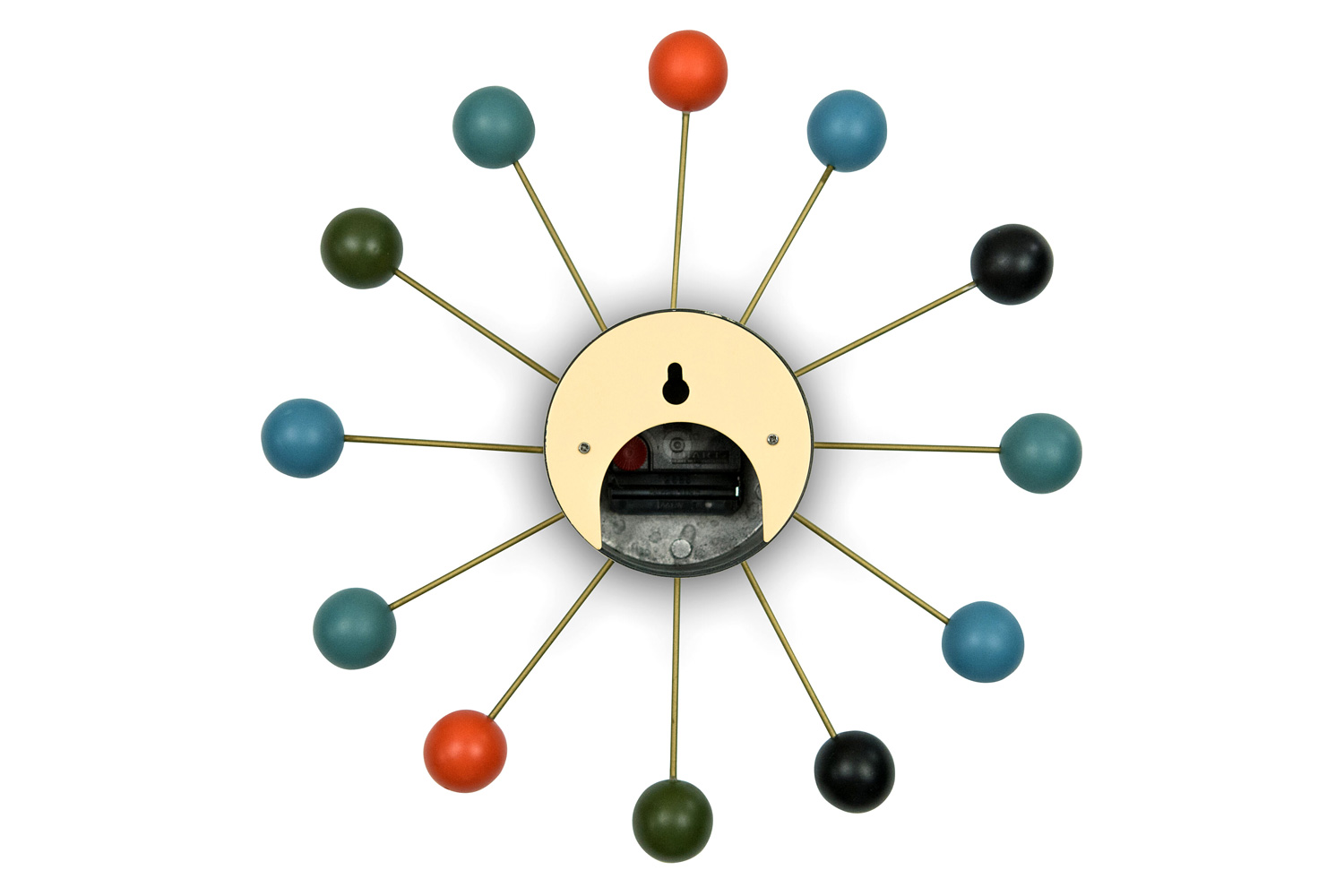 LeisureMod Concordia Modern Design Round Balls Silent Non-Ticking Wall Clock - Multi