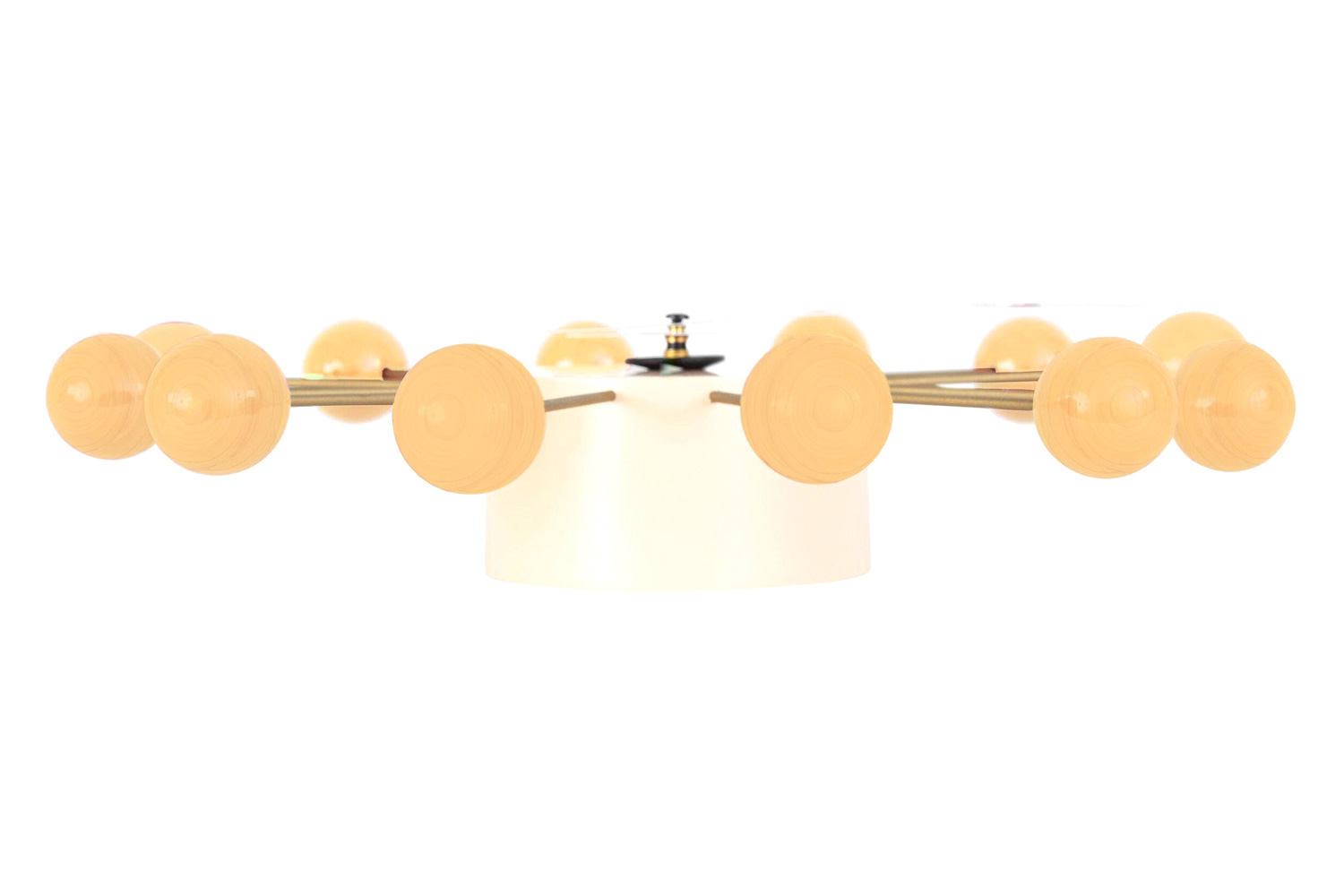LeisureMod Concordia Modern Design Round Balls Silent Non-Ticking Wall Clock - Natural Wood