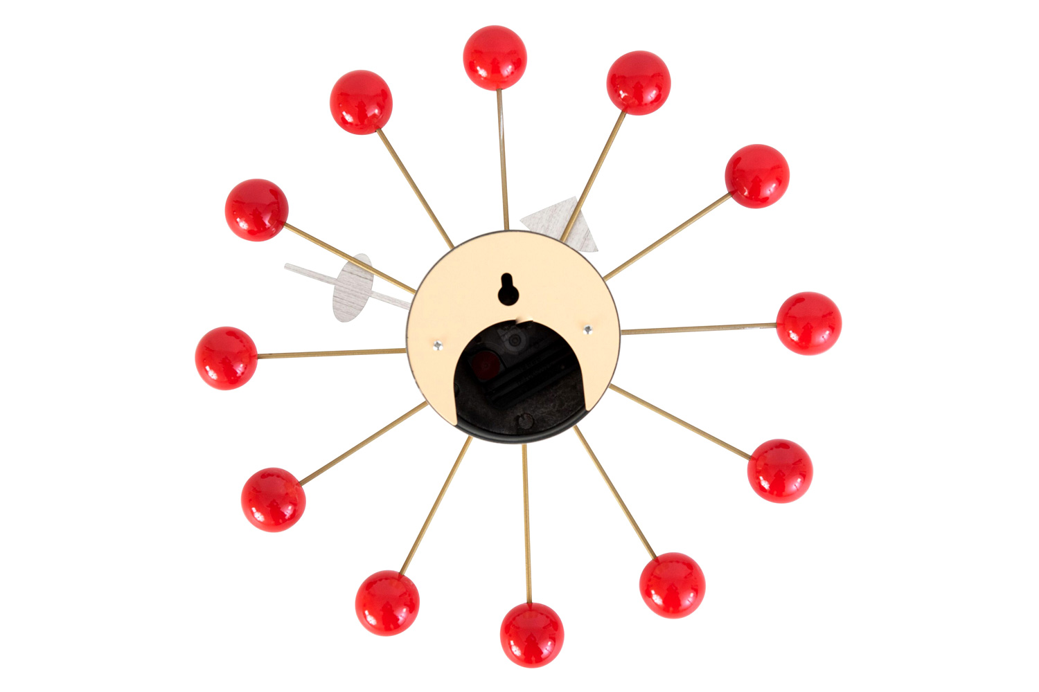 LeisureMod Concordia Modern Design Round Balls Silent Non-Ticking Wall Clock - Red