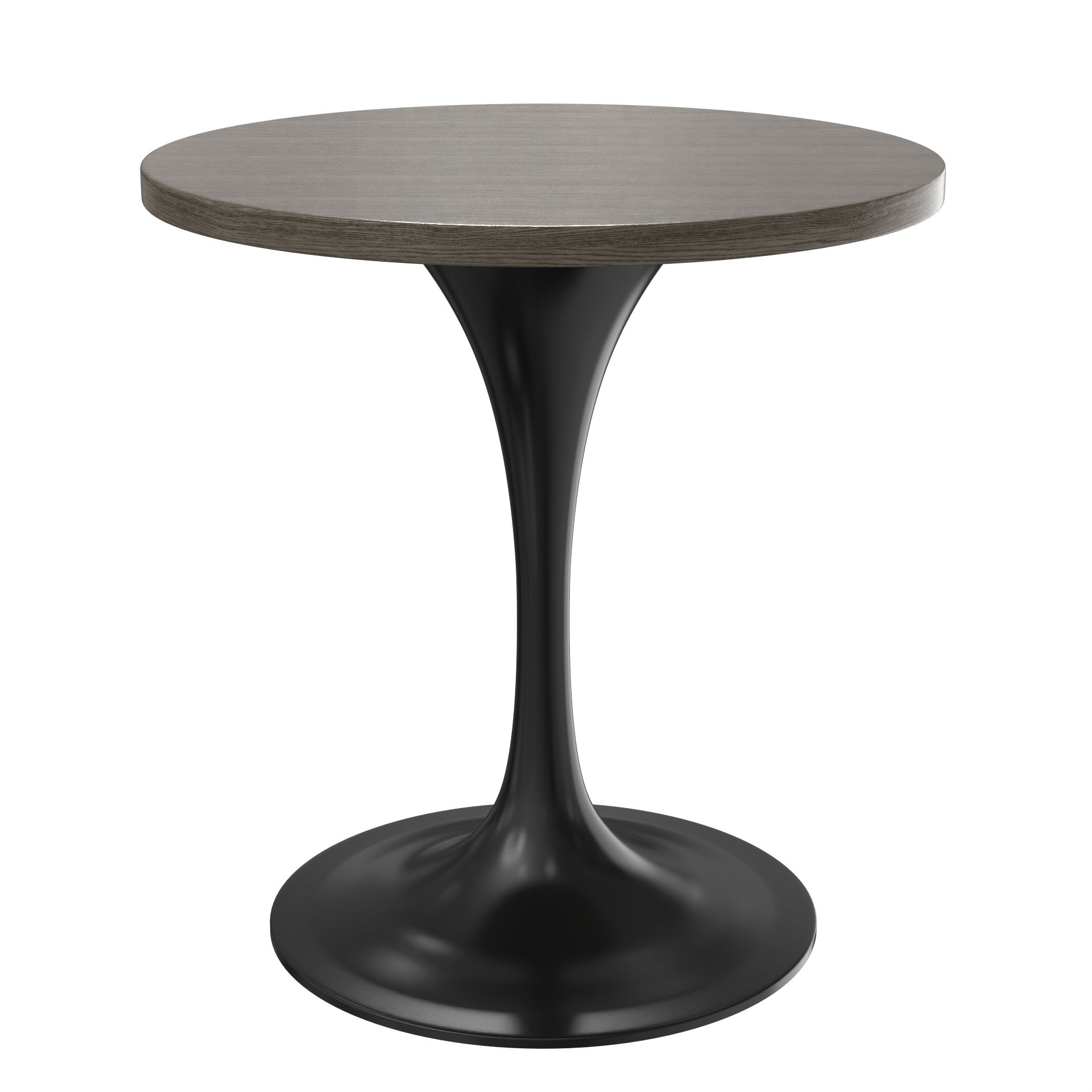 LeisureMod - Verve Modern 27" Round Dining Table with MDF Top and Black Steel Pedestal Base