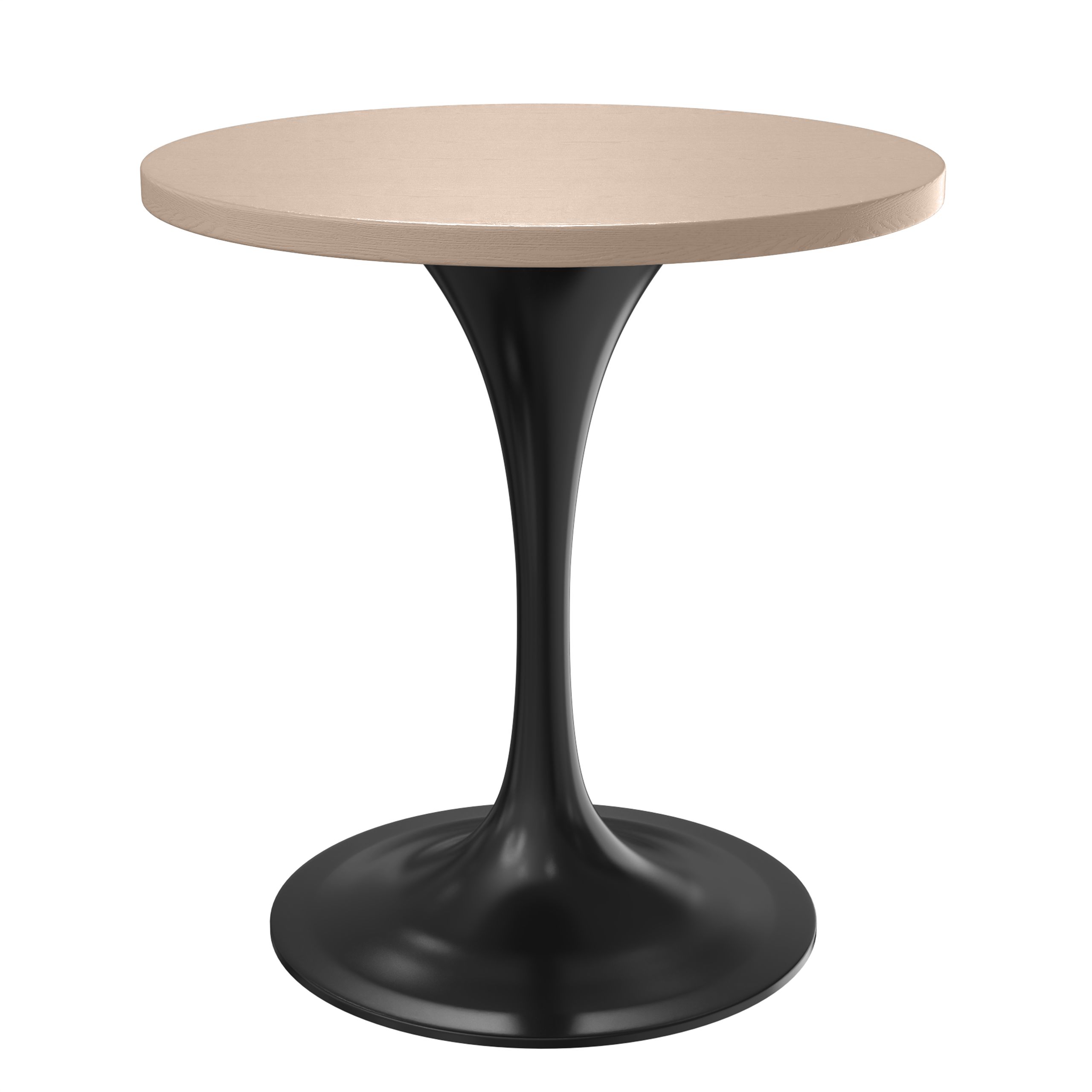 LeisureMod - Verve Modern 27" Round Dining Table with MDF Top and Black Steel Pedestal Base