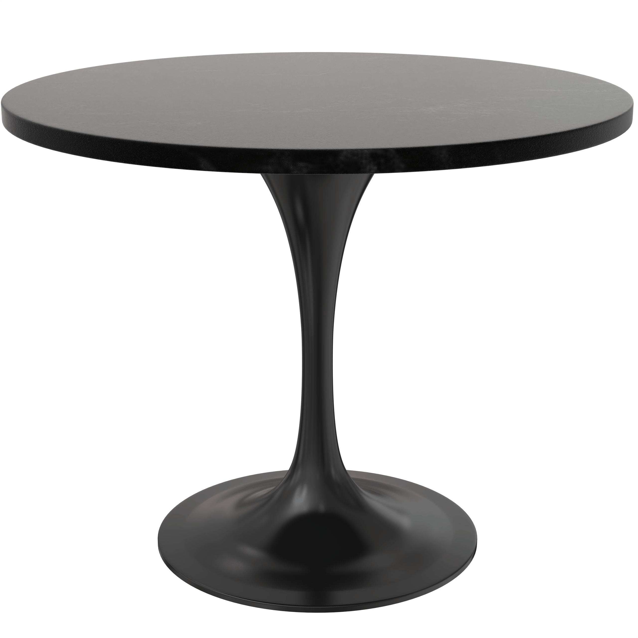 LeisureMod - Verve Modern 27" Round Dining Table with MDF Top and Black Steel Pedestal Base