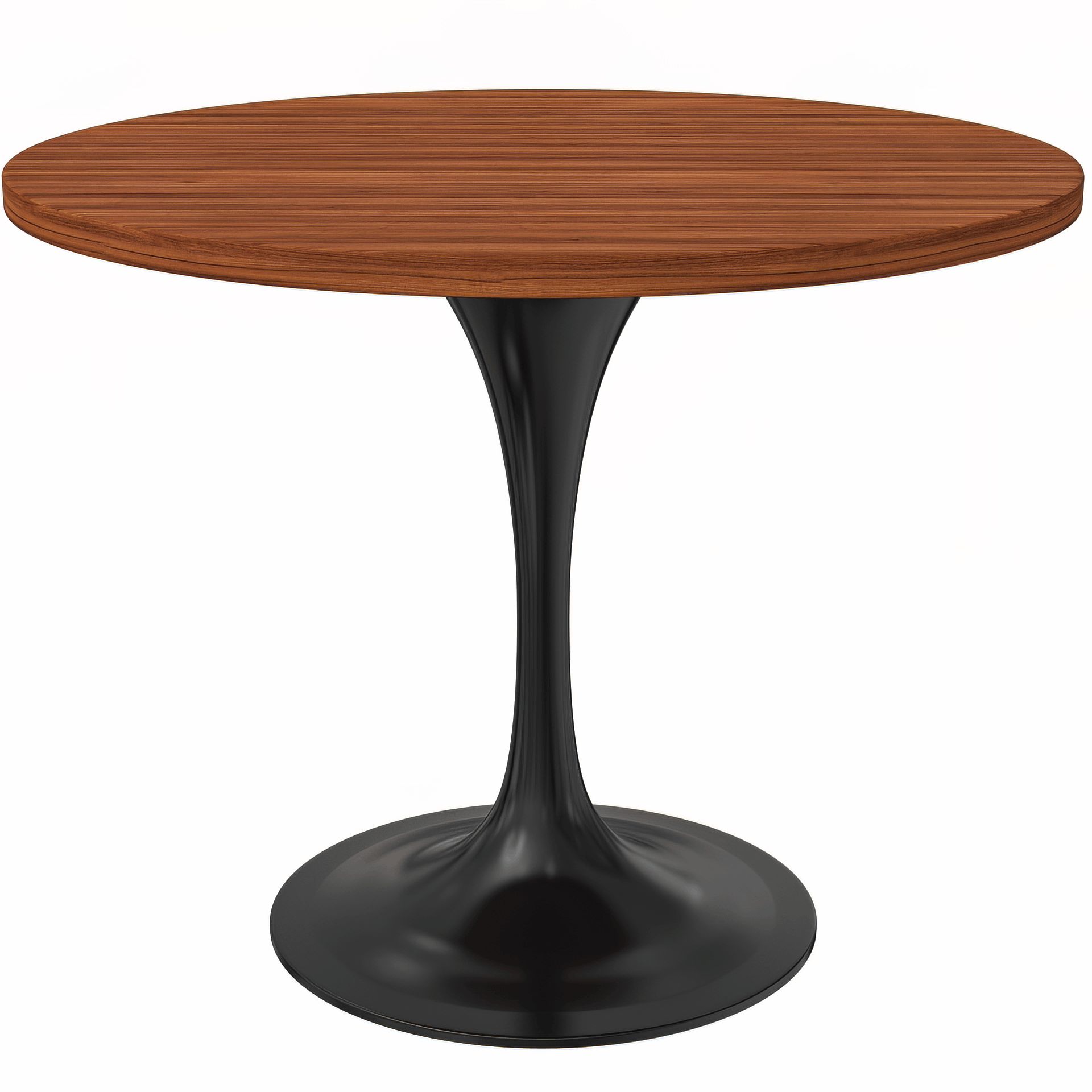 LeisureMod - Verve Modern 27" Round Dining Table with MDF Top and Black Steel Pedestal Base