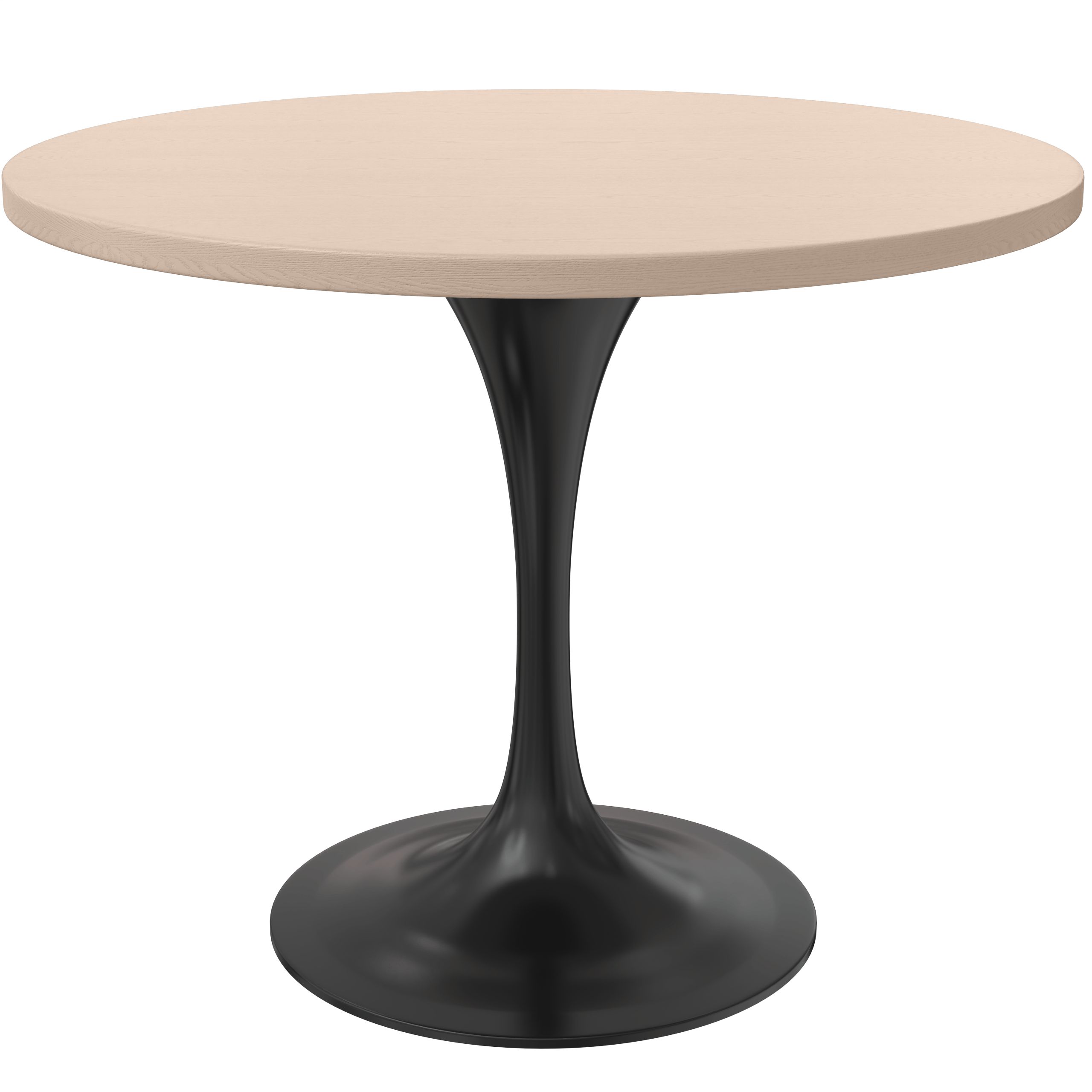 LeisureMod - Verve Modern 27" Round Dining Table with MDF Top and Black Steel Pedestal Base