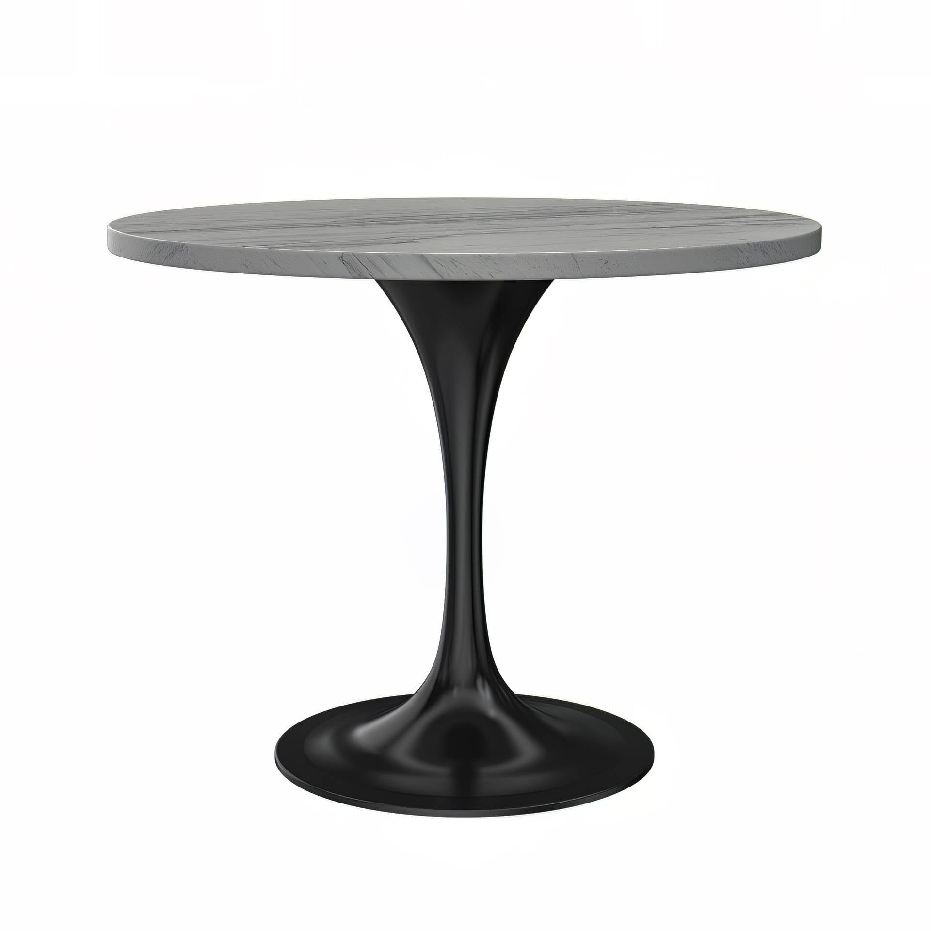 LeisureMod - Verve Modern 27" Round Dining Table with Resin Top and Black Pedestal Base
