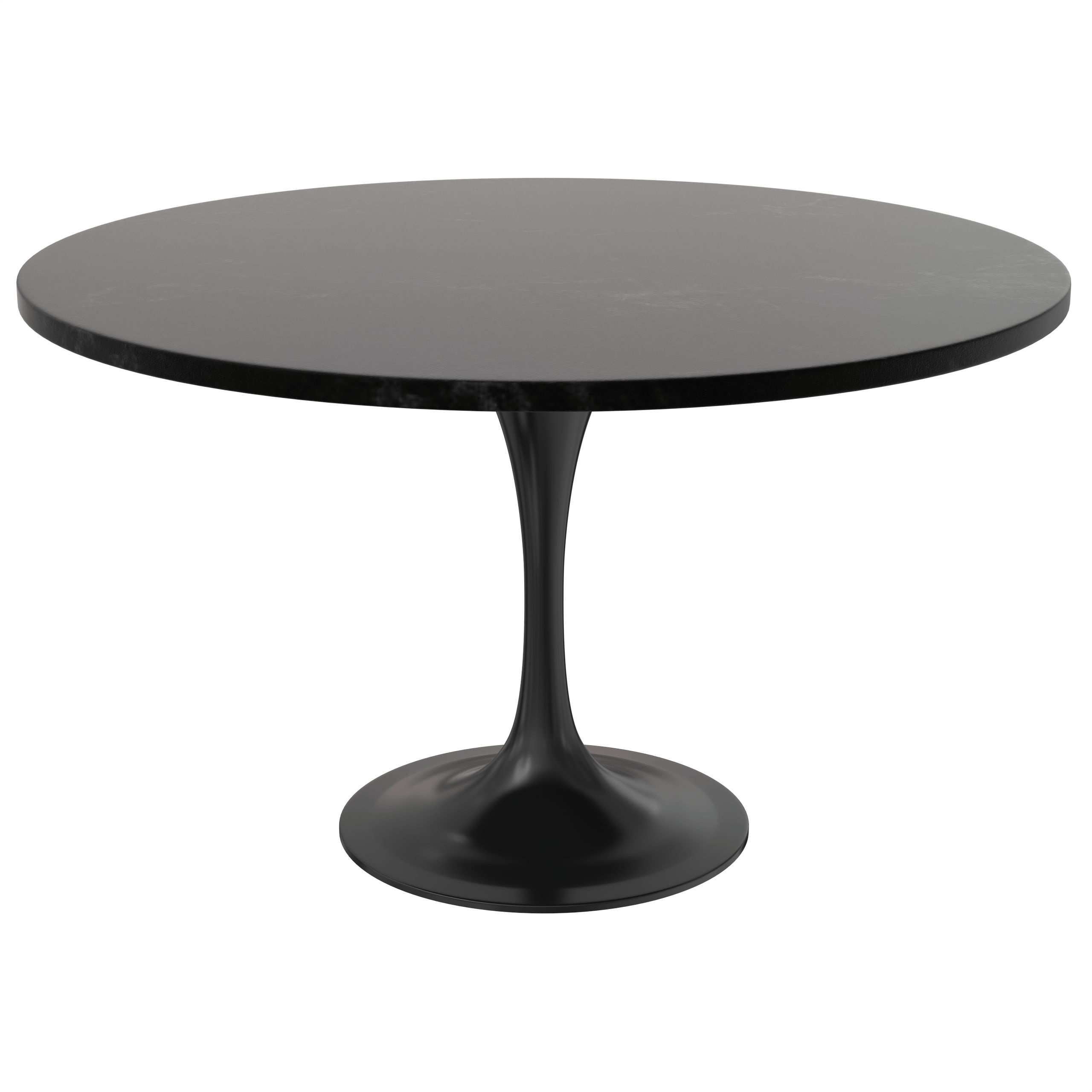 LeisureMod - Verve Modern 27" Round Dining Table with MDF Top and Black Steel Pedestal Base