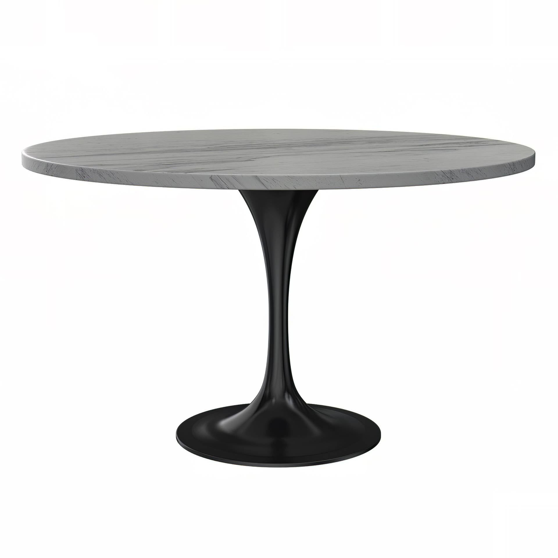 LeisureMod - Verve Modern 27" Round Dining Table with Resin Top and Black Pedestal Base