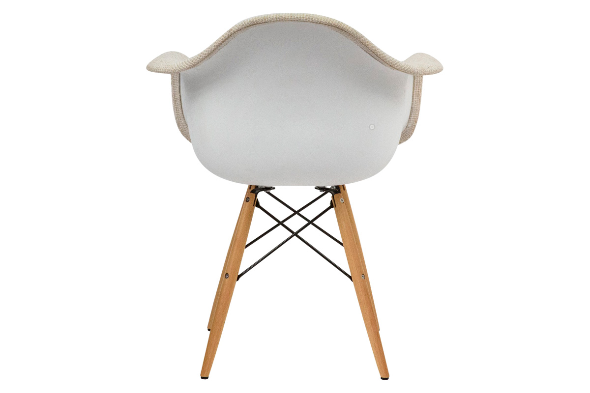 LeisureMod Willow Modern Fabric Eiffel Wooden Base Accent Side Chair - Beige
