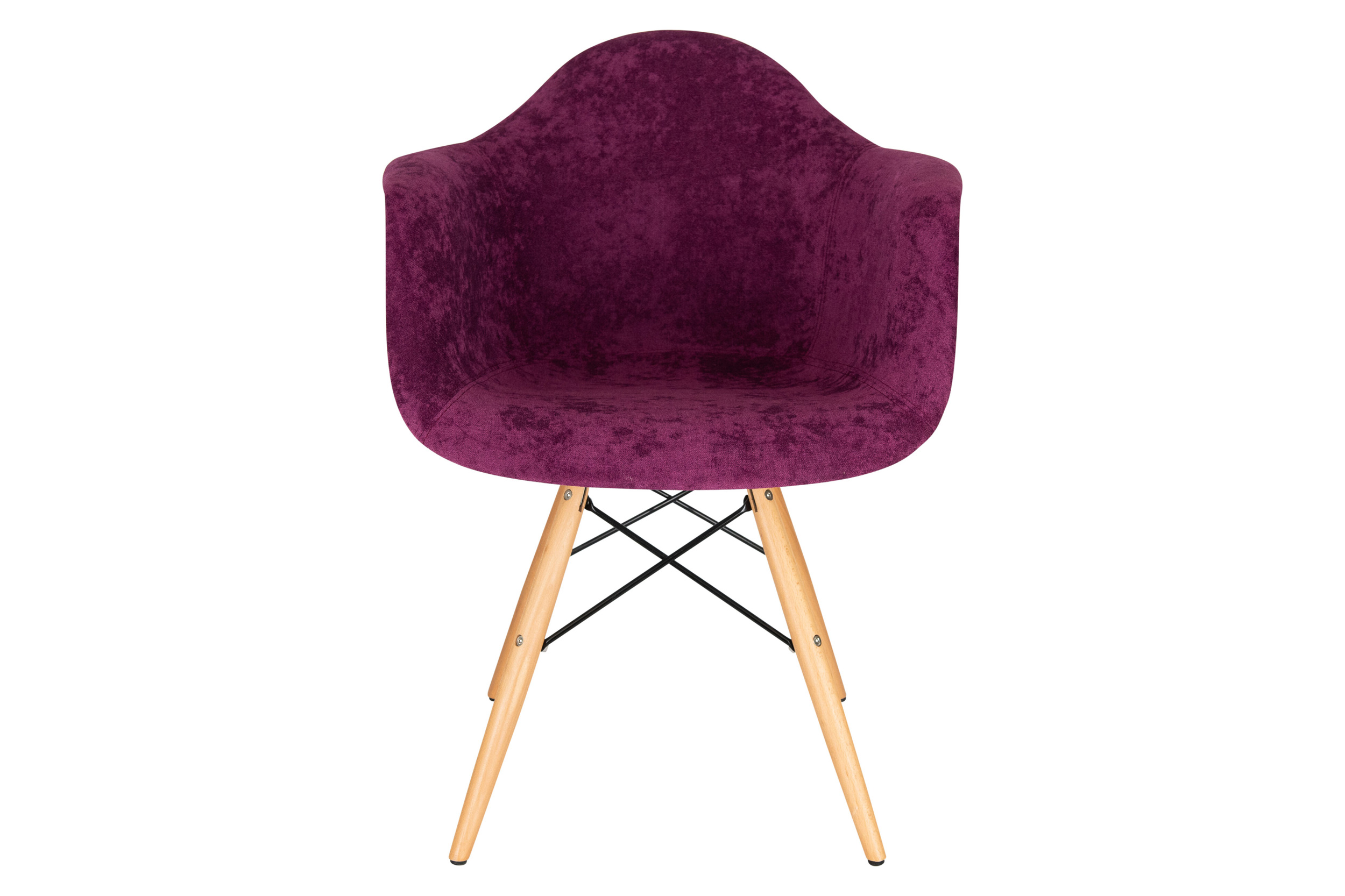 LeisureMod Willow Velvet Eiffel Wooden Base Accent Chair - Purple