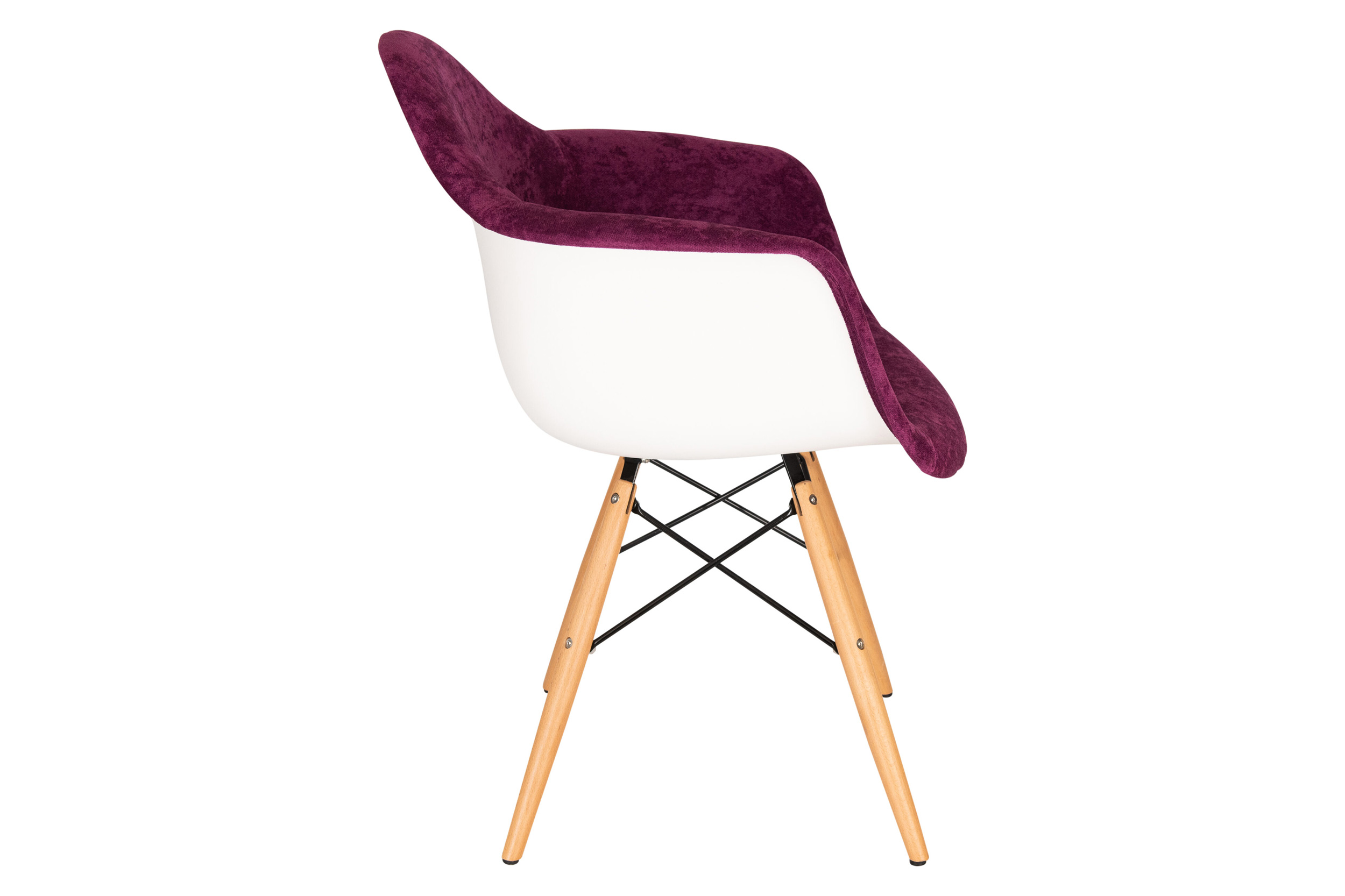 LeisureMod Willow Velvet Eiffel Wooden Base Accent Chair - Purple
