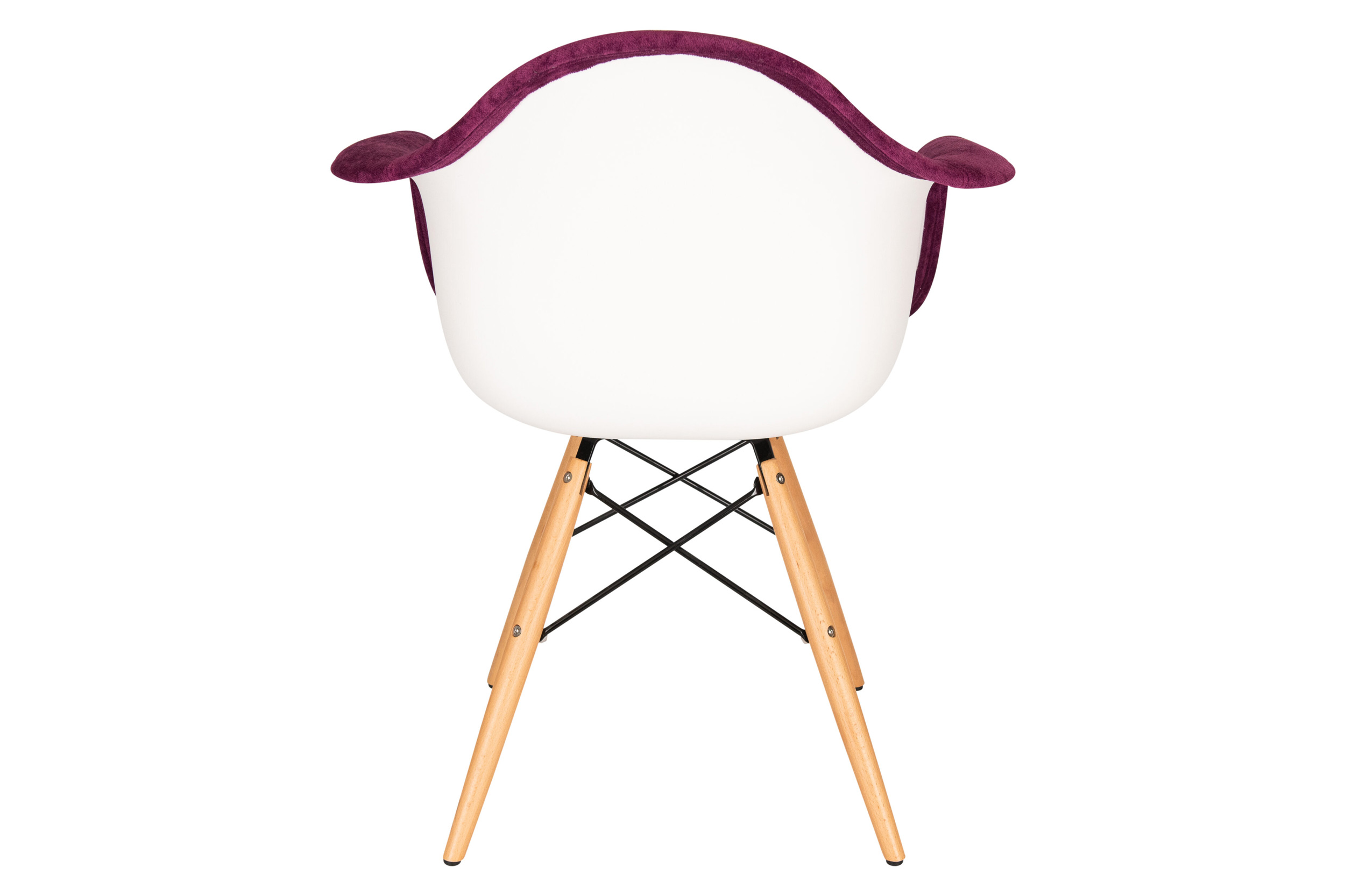 LeisureMod Willow Velvet Eiffel Wooden Base Accent Chair - Purple