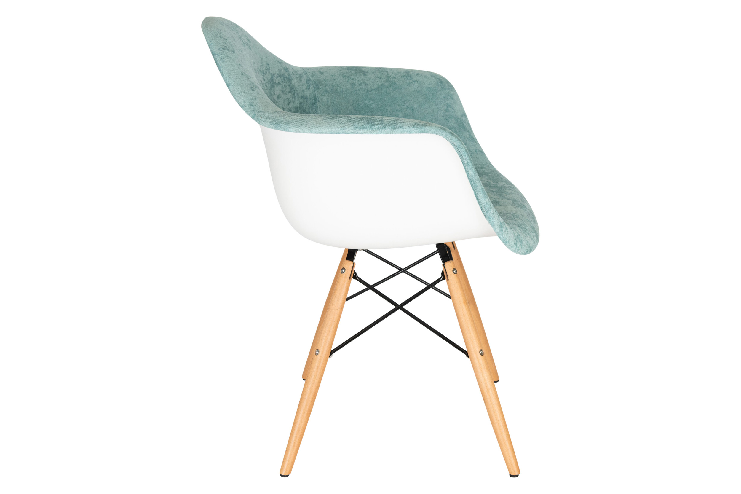 LeisureMod Willow Velvet Eiffel Wooden Base Accent Chair - Teal