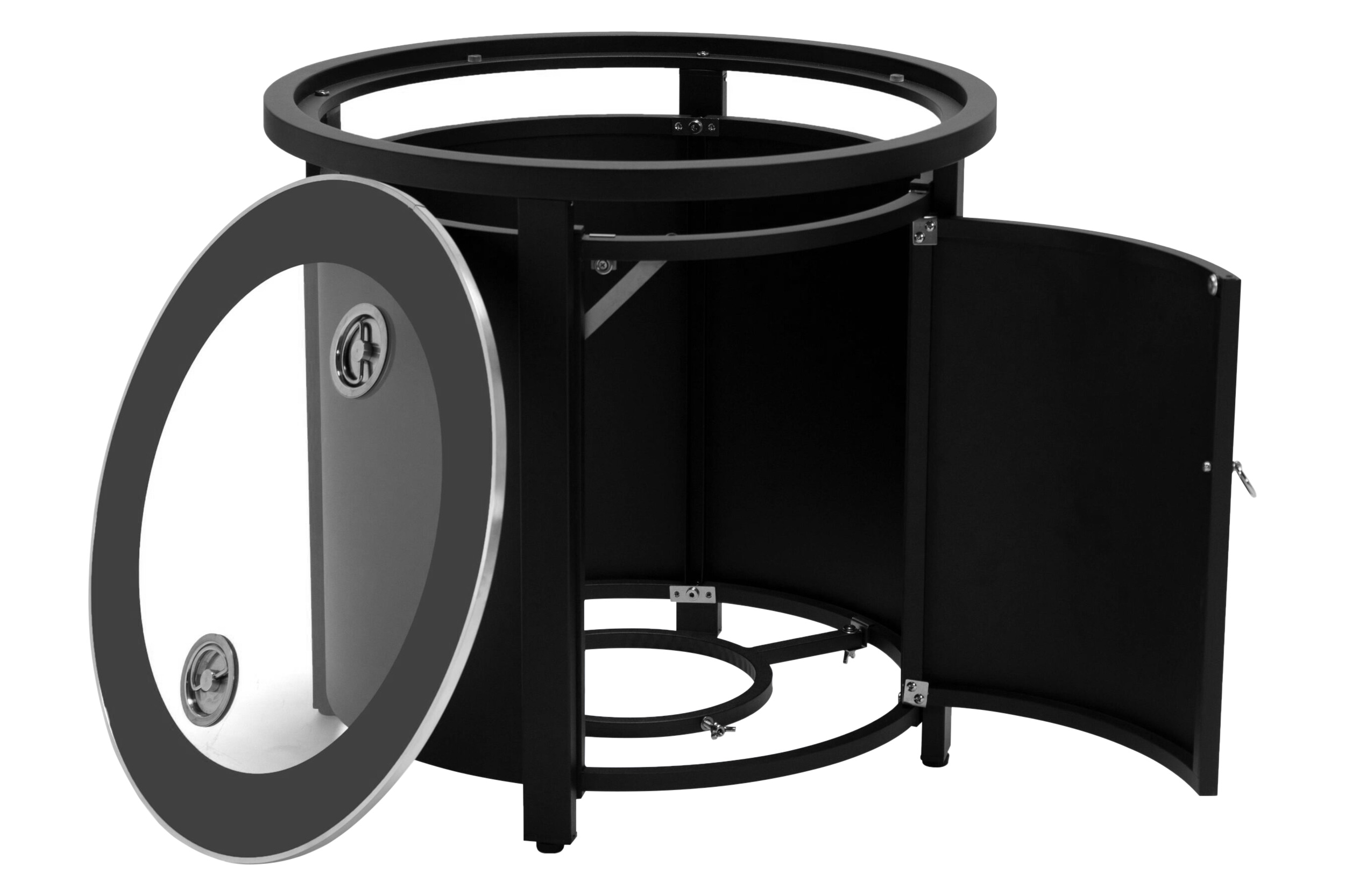LeisureMod Walbrooke Outdoor Patio Round Fire Pit and Tank Holder - Black