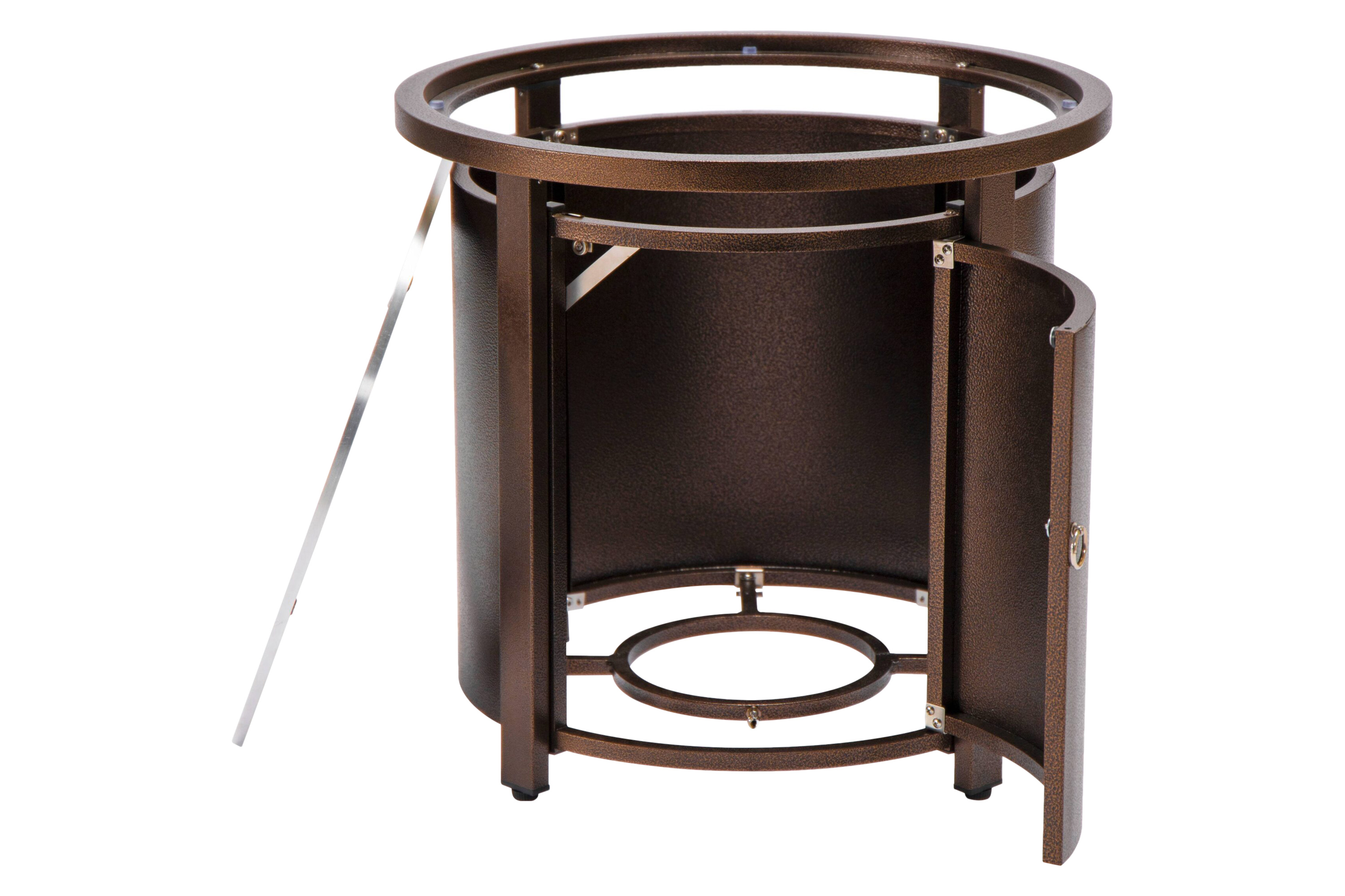 LeisureMod Walbrooke Modern Round Tank Holder Table with Tempered Glass Top and Powder Coated Aluminum - Brown
