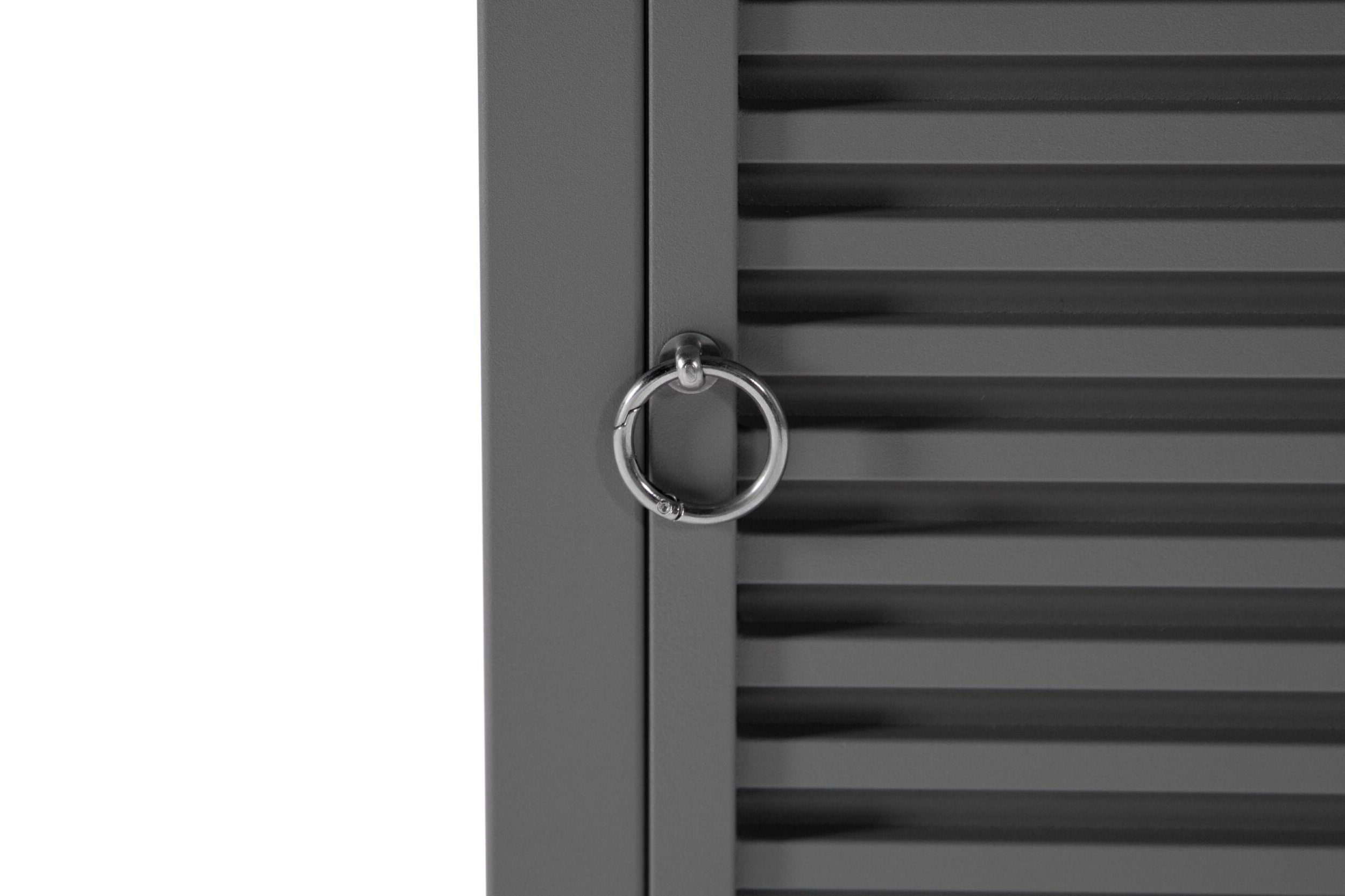 LeisureMod Walbrooke Modern Square Tank Holder Table with Tempered Glass Top and Powder Coated Aluminum Slats - Gray