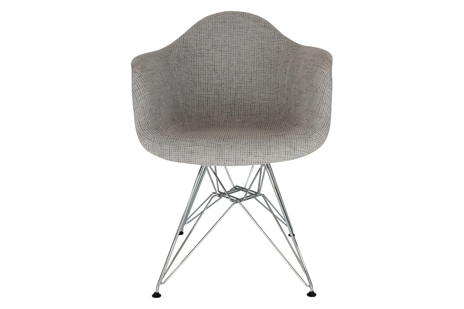 LeisureMod Willow Fabric Eiffel Accent Chair with Chrome Base - Gray