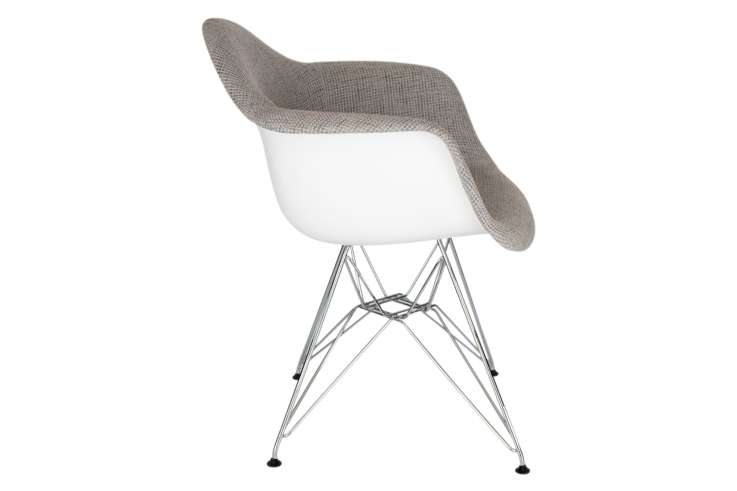 LeisureMod Willow Fabric Eiffel Accent Chair with Chrome Base - Gray