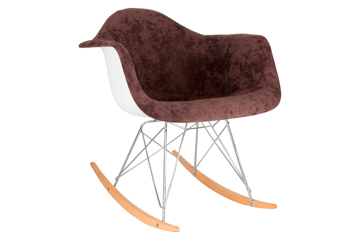 LeisureMod - Wilson Modern Twill Fabric Eiffel Base Rocking Chair