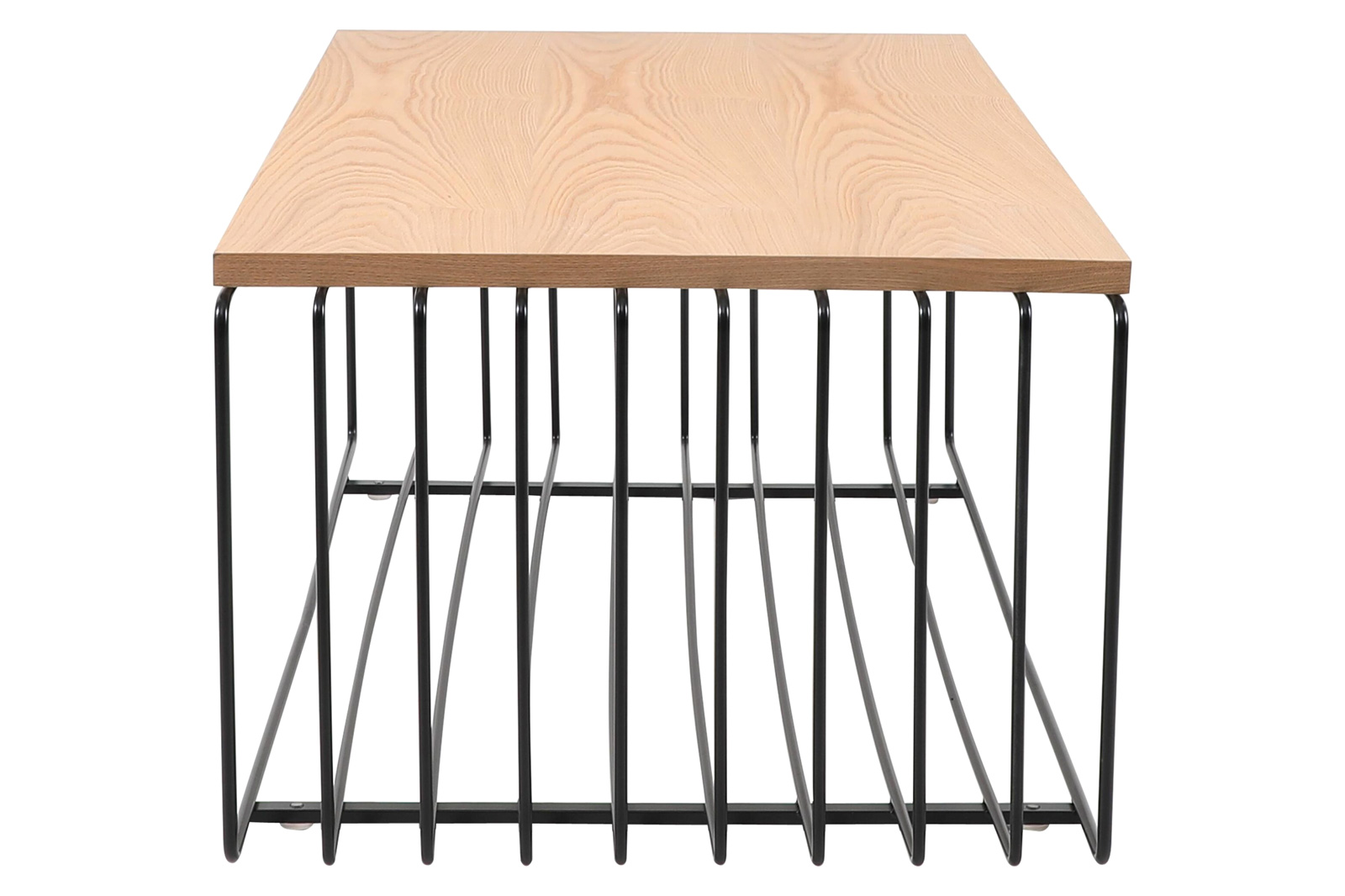 LeisureMod Walden Rectangular Coffee Table Powder Coated Steel Frame - Black