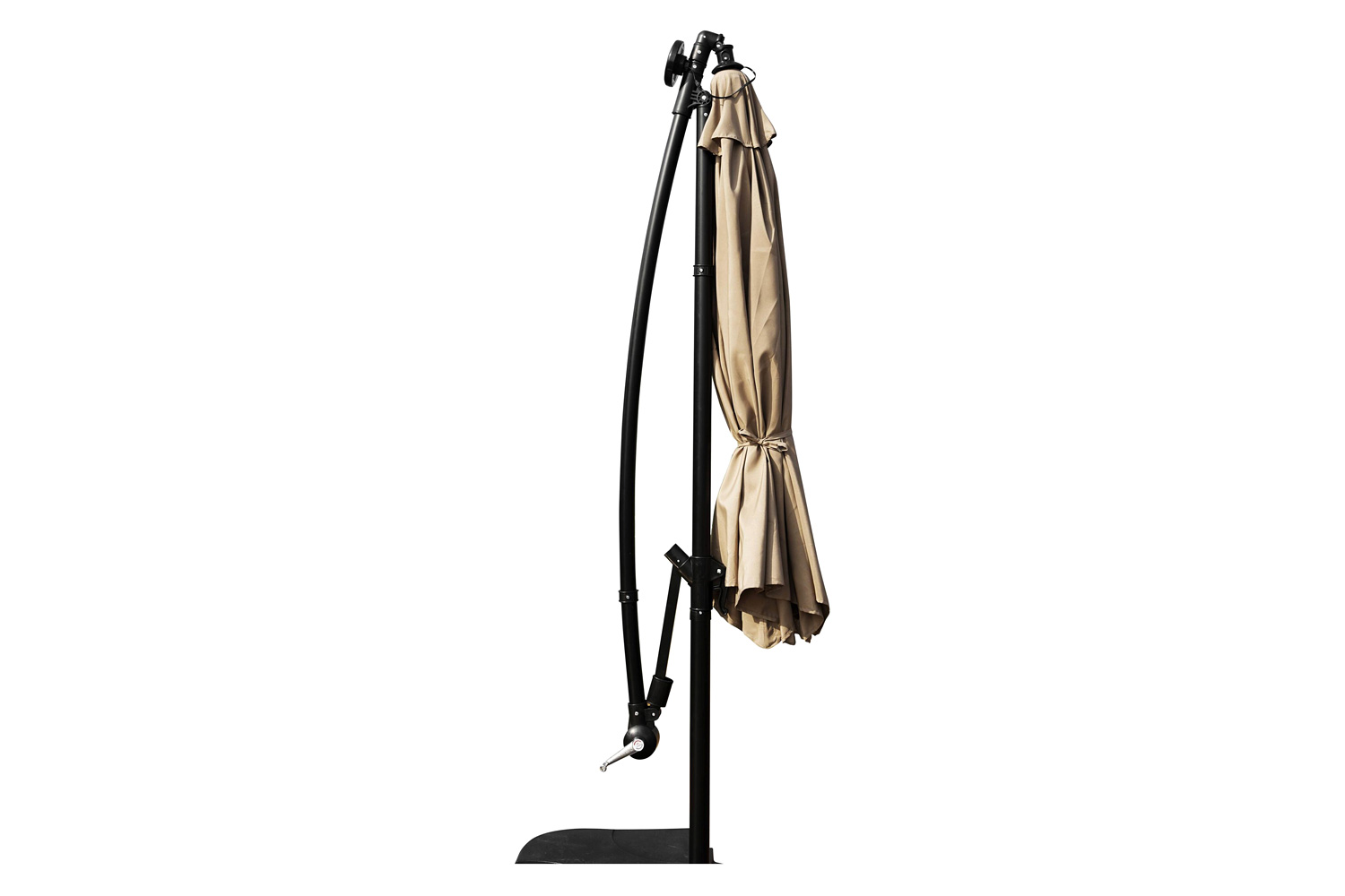LeisureMod Willry Modern Outdoor 10 Ft Offset Cantilever Hanging Patio Umbrella with Solar Powered Led - Beige