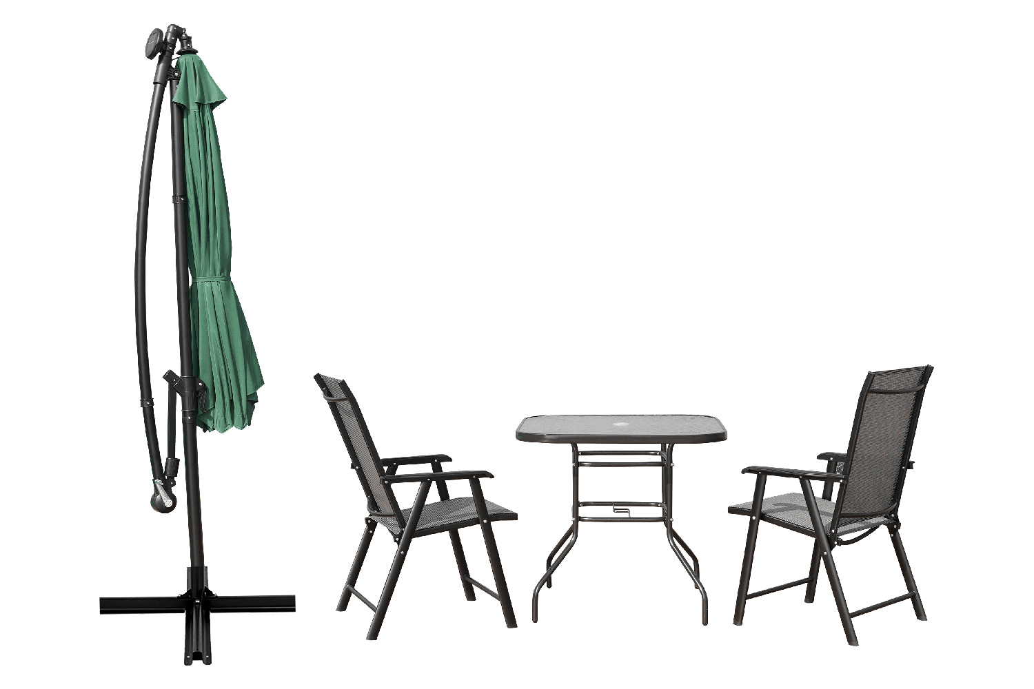 LeisureMod Willry Modern Outdoor 10 Ft Offset Cantilever Hanging Patio Umbrella with Solar Powered Led - Green