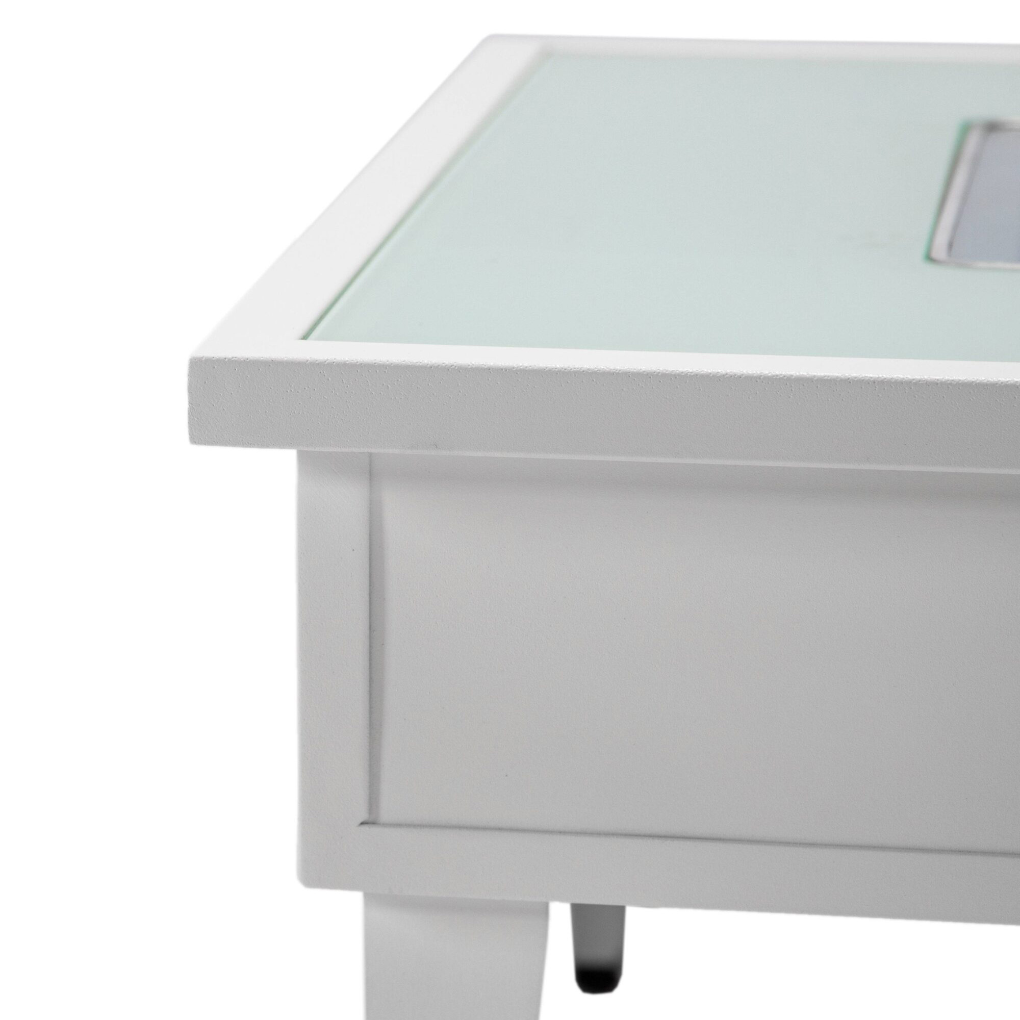 LeisureMod Walbrooke Modern Outdoor Square Fire Pit Table with Powder-Coated Aluminum Frame - White