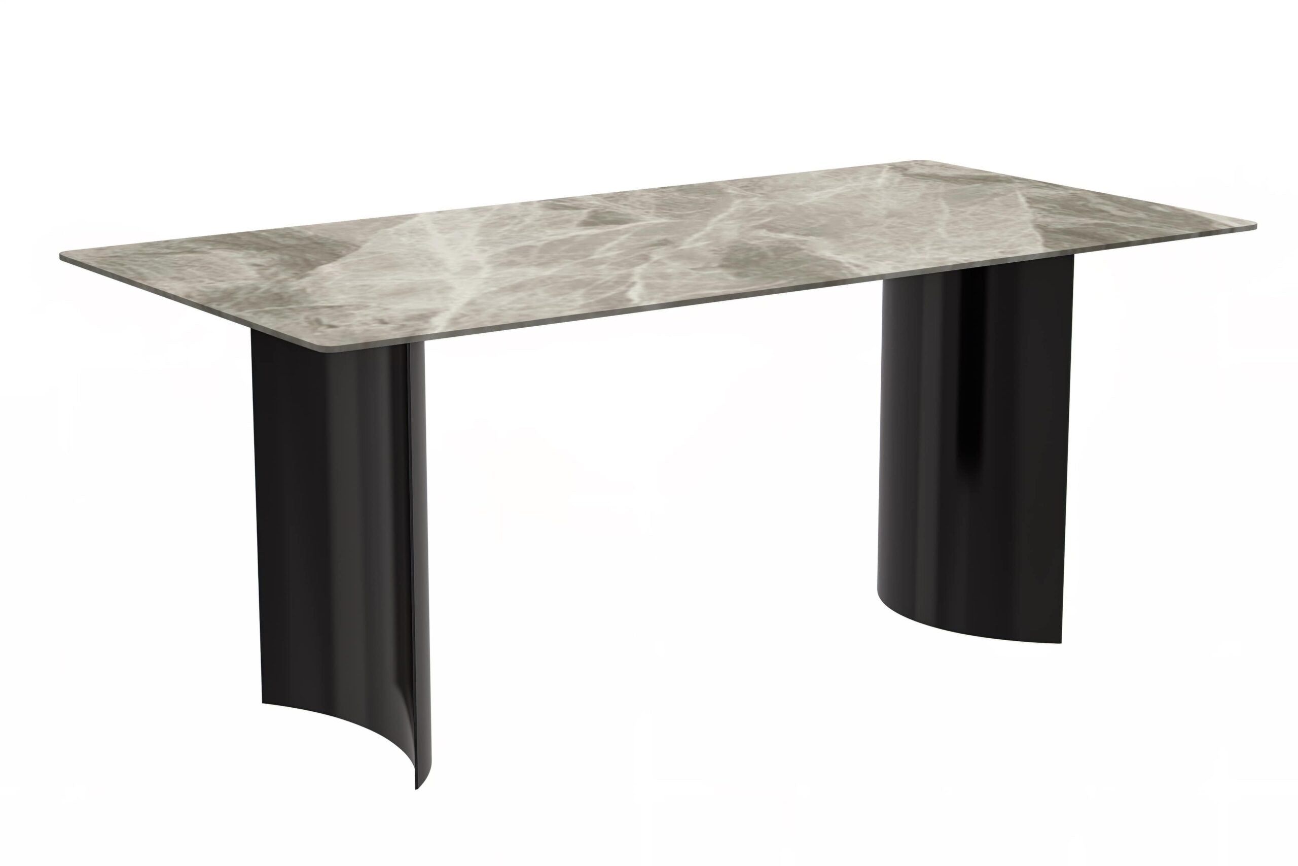 LeisureMod - Zara Mid-Century Modern 55" Rectangular Dining Table with Glass/Sintered Stone Top