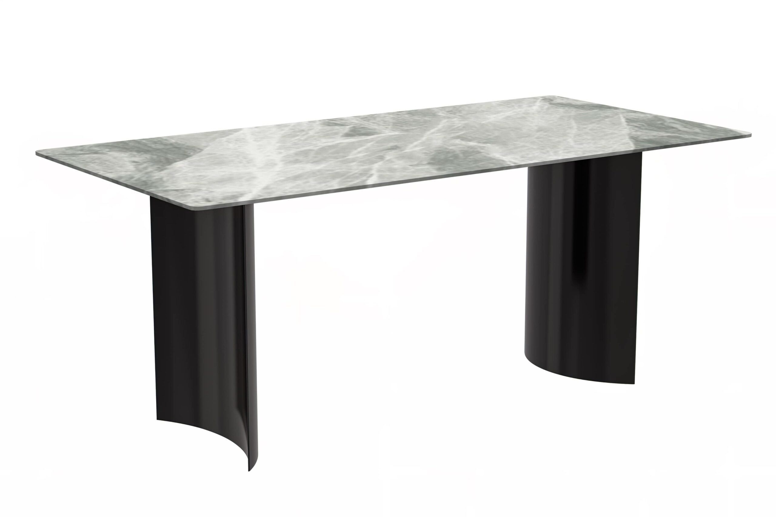 LeisureMod - Zara Mid-Century Modern 55" Rectangular Dining Table with Glass/Sintered Stone Top