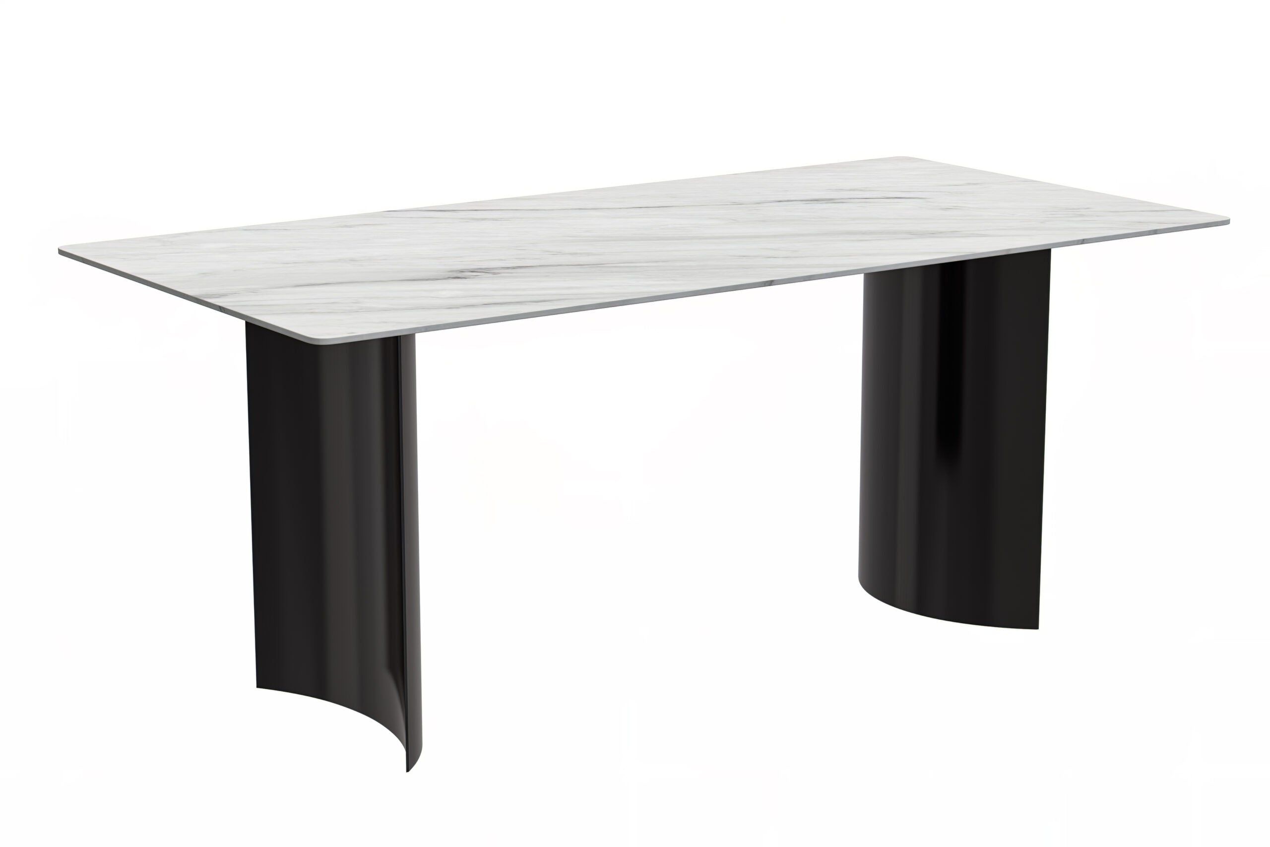 LeisureMod - Zara Mid-Century Modern 55" Rectangular Dining Table with Glass/Sintered Stone Top