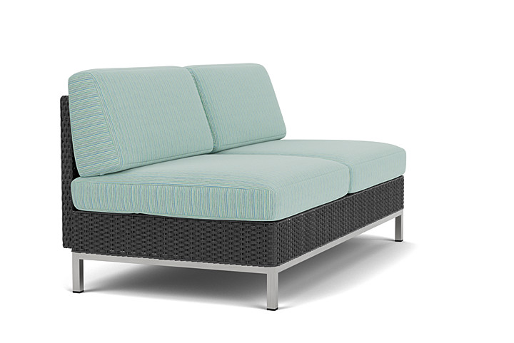 Lloyd Flanders™ Elements Armless Settee with Loom Back - Charcoal