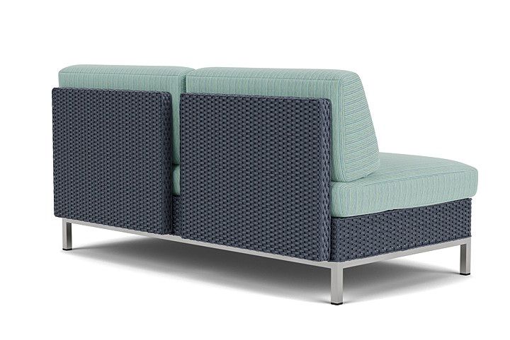 Lloyd Flanders™ Elements Armless Settee with Loom Back - Denim Blue