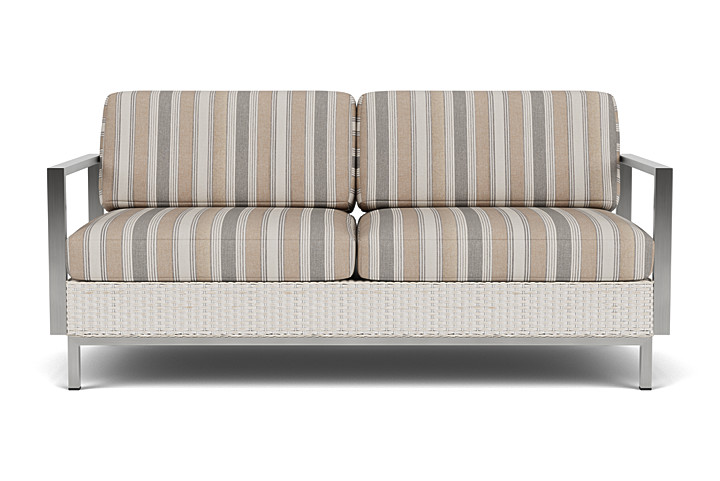 Lloyd Flanders - Elements Settee with Stainless Steel Arms and Back
